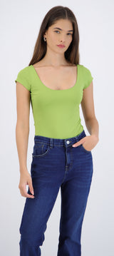 Bodysuit escote redondo manga corta liso
