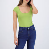 Bodysuit escote redondo manga corta liso