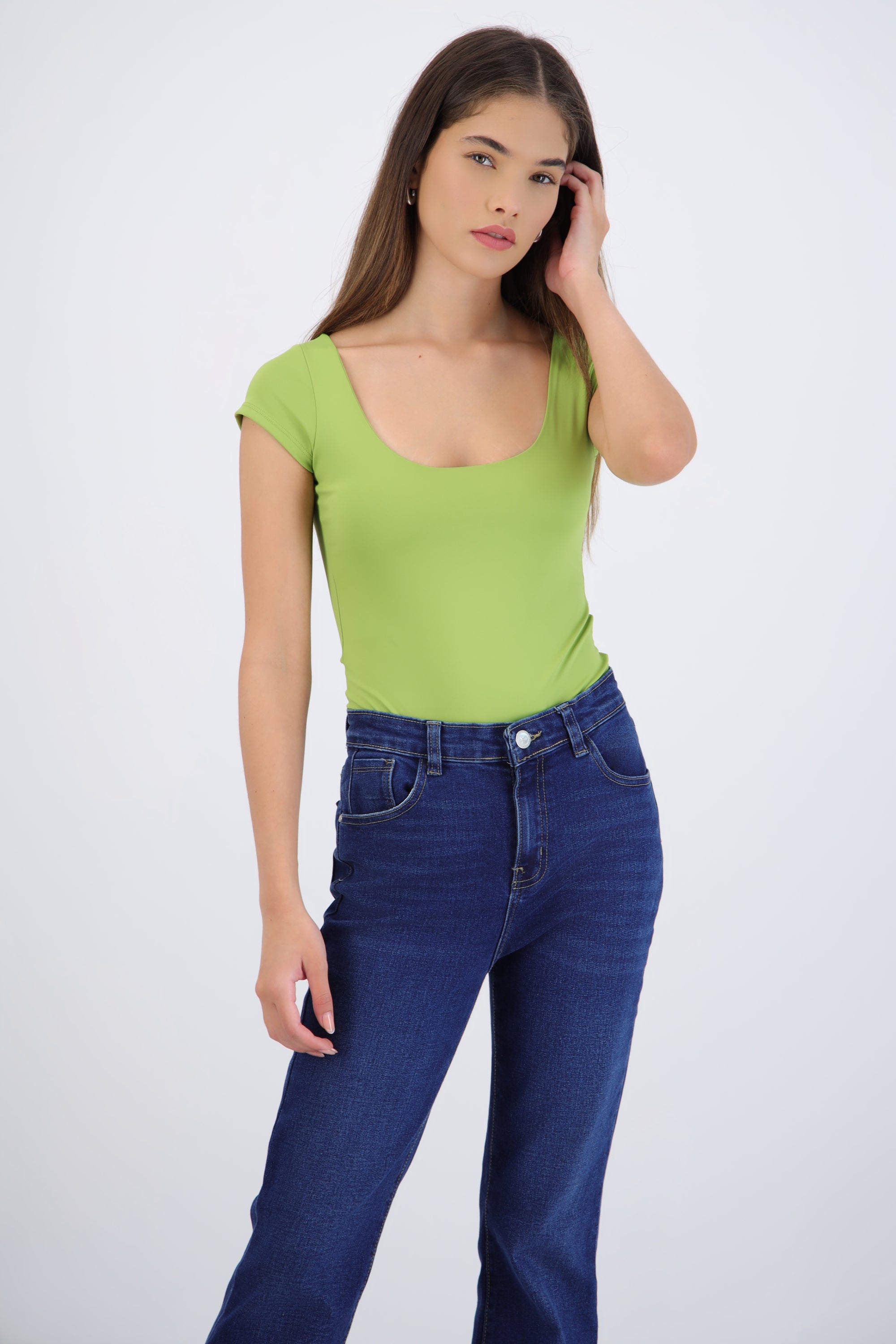 Bodysuit escote redondo manga corta liso