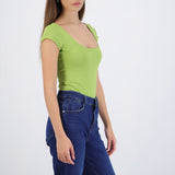 Bodysuit escote redondo manga corta liso