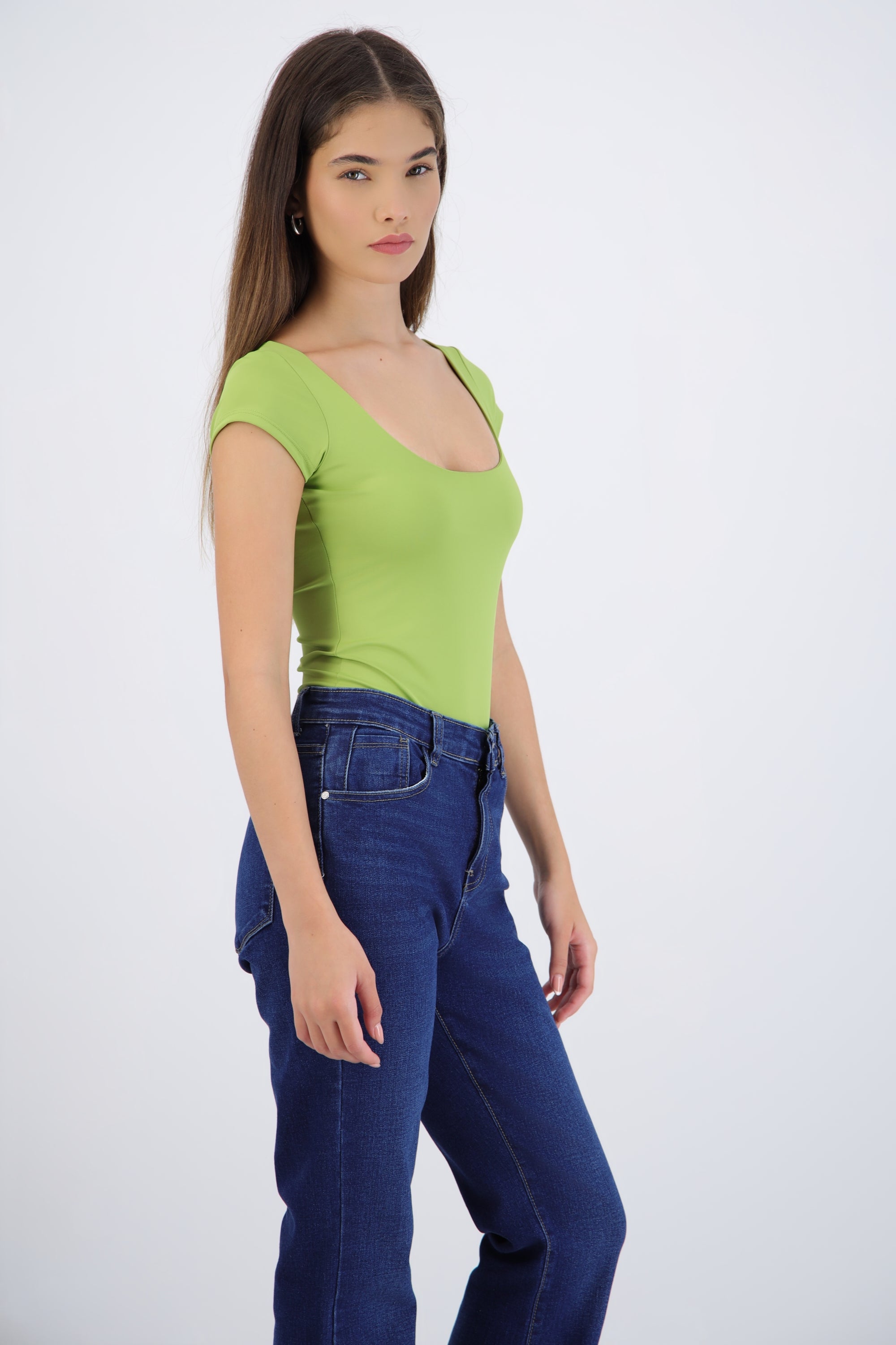 Bodysuit escote redondo manga corta liso