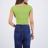 Bodysuit escote redondo manga corta liso