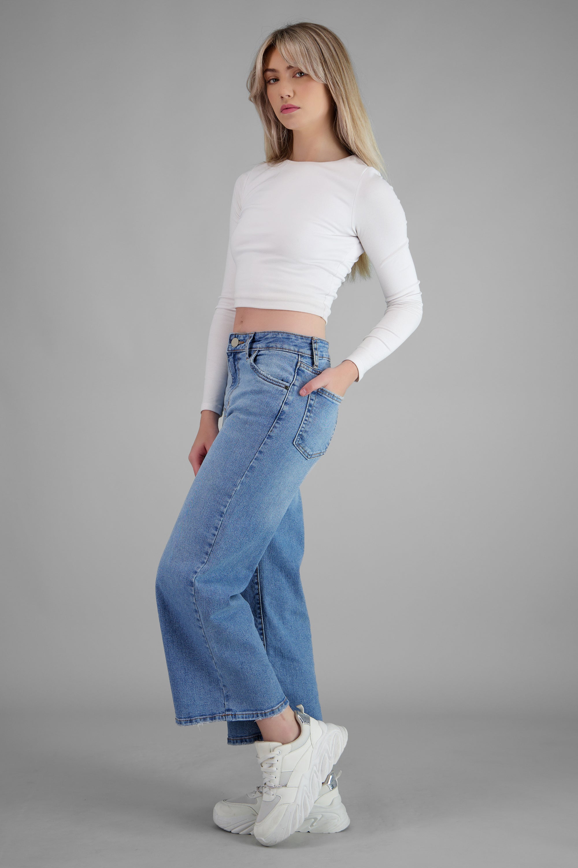Jeans culotte mid rise MEDIUM WASH