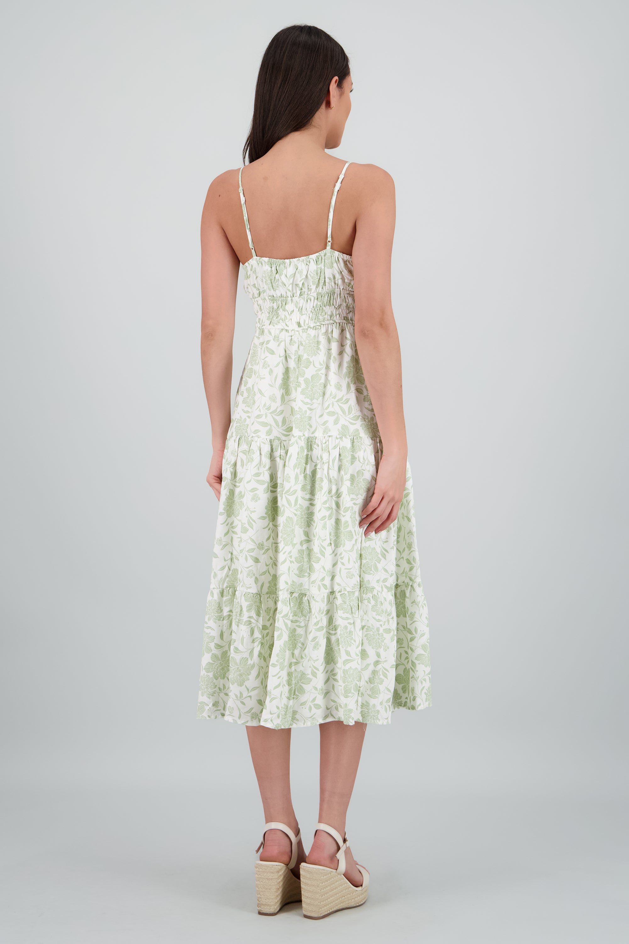 Vestido tirantes maxi estampado flores VERDE COMBO