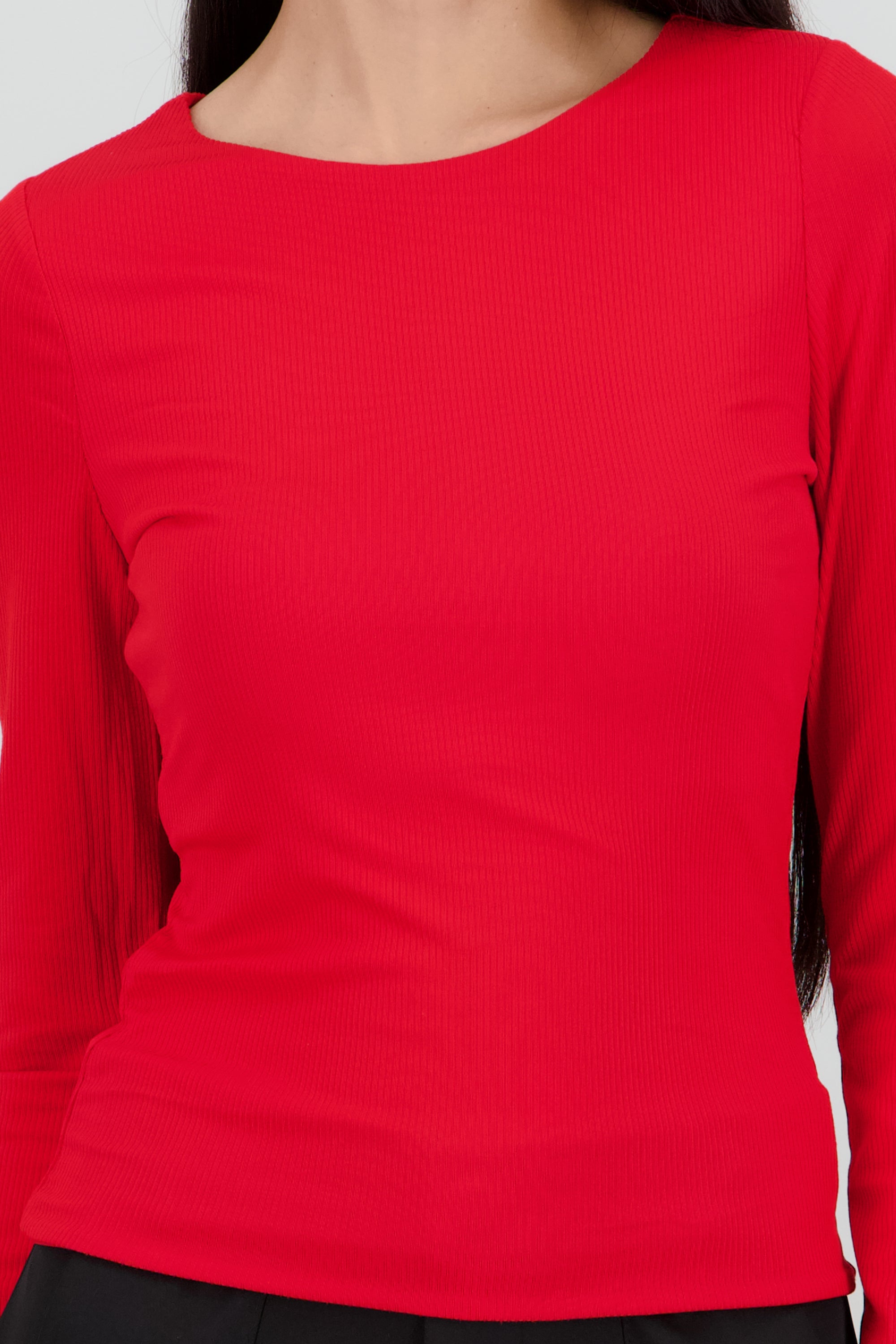 Top escote redondo manga larga ROJO