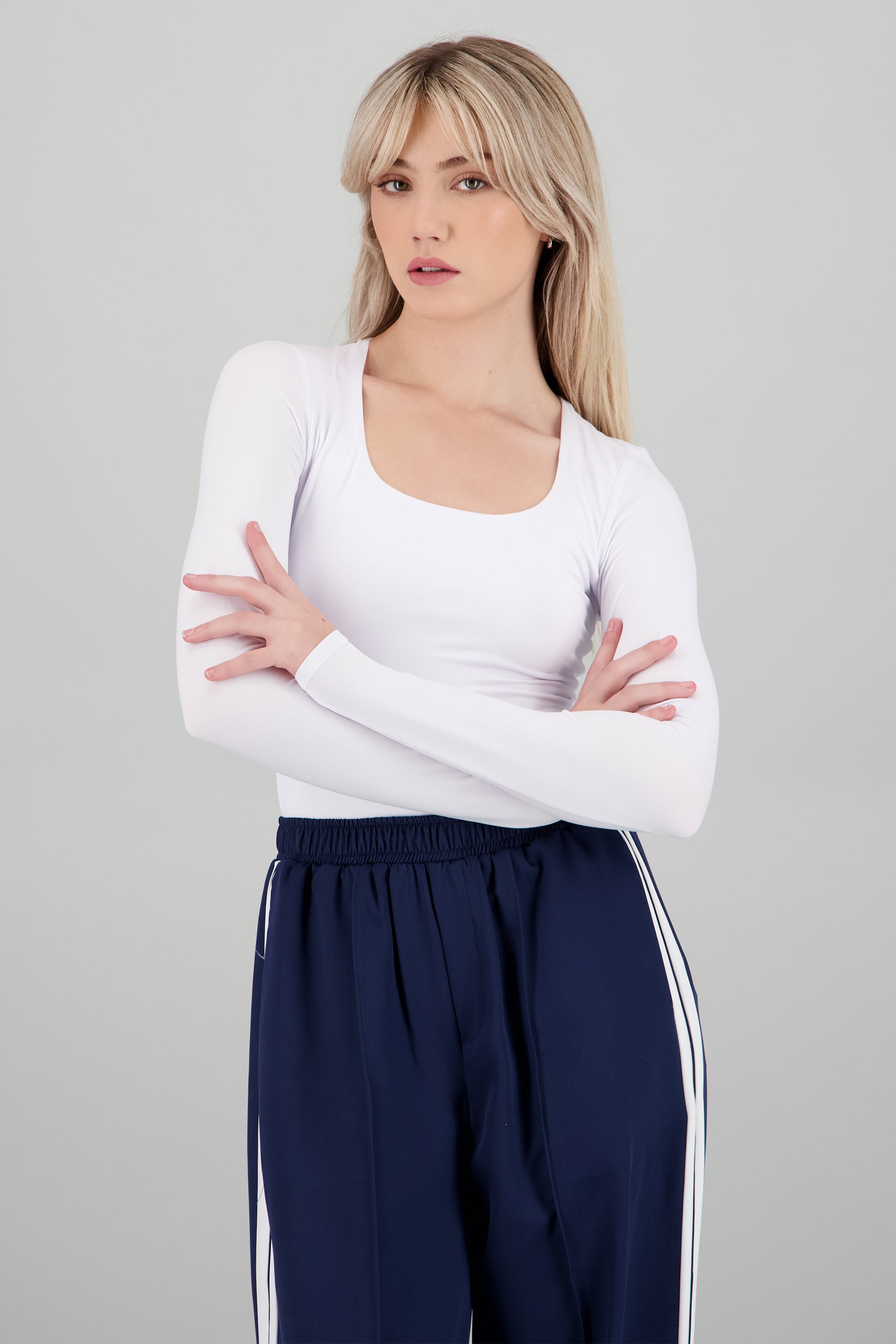 Top escote cuadrado manga larga BLANCO