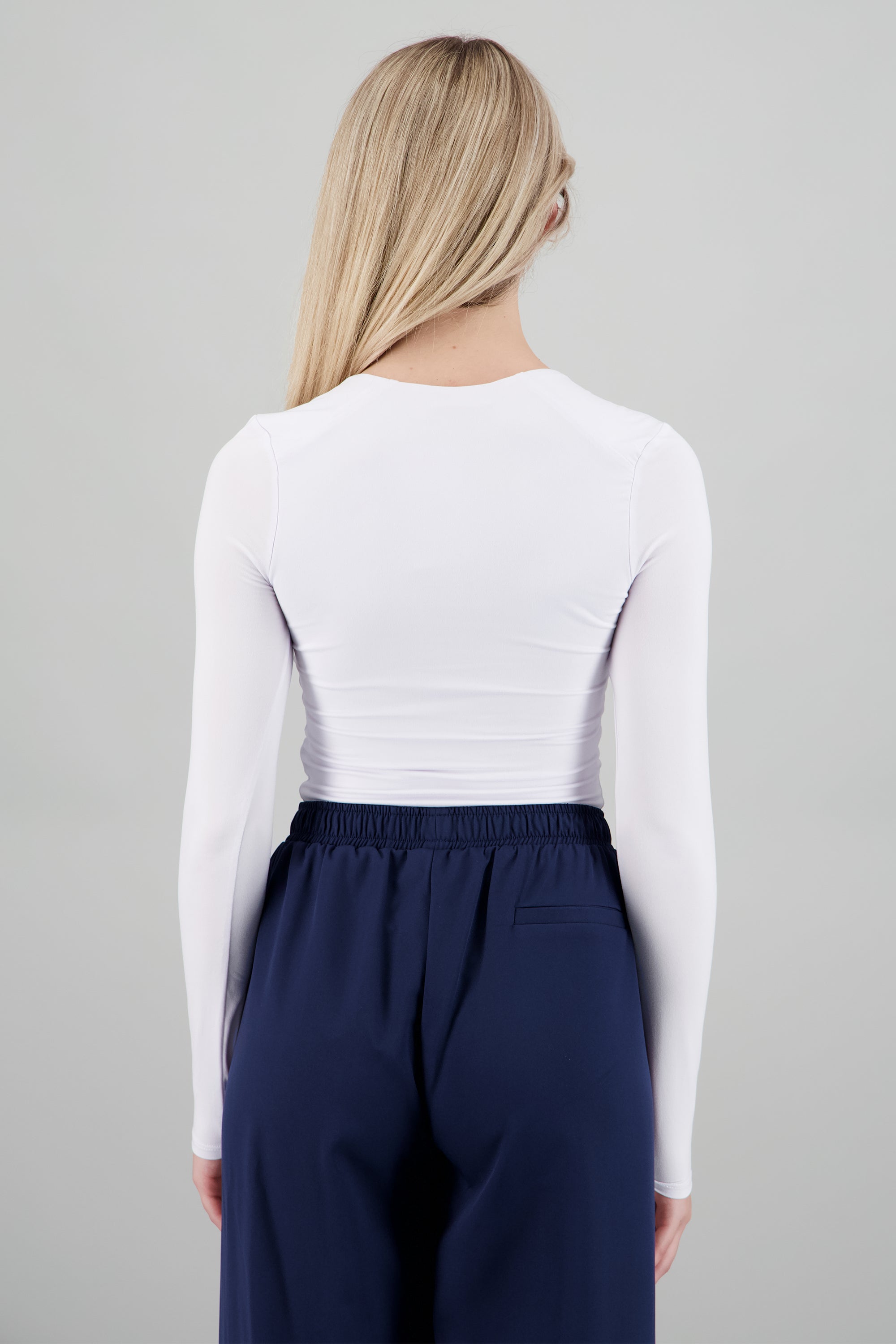 Top escote cuadrado manga larga BLANCO