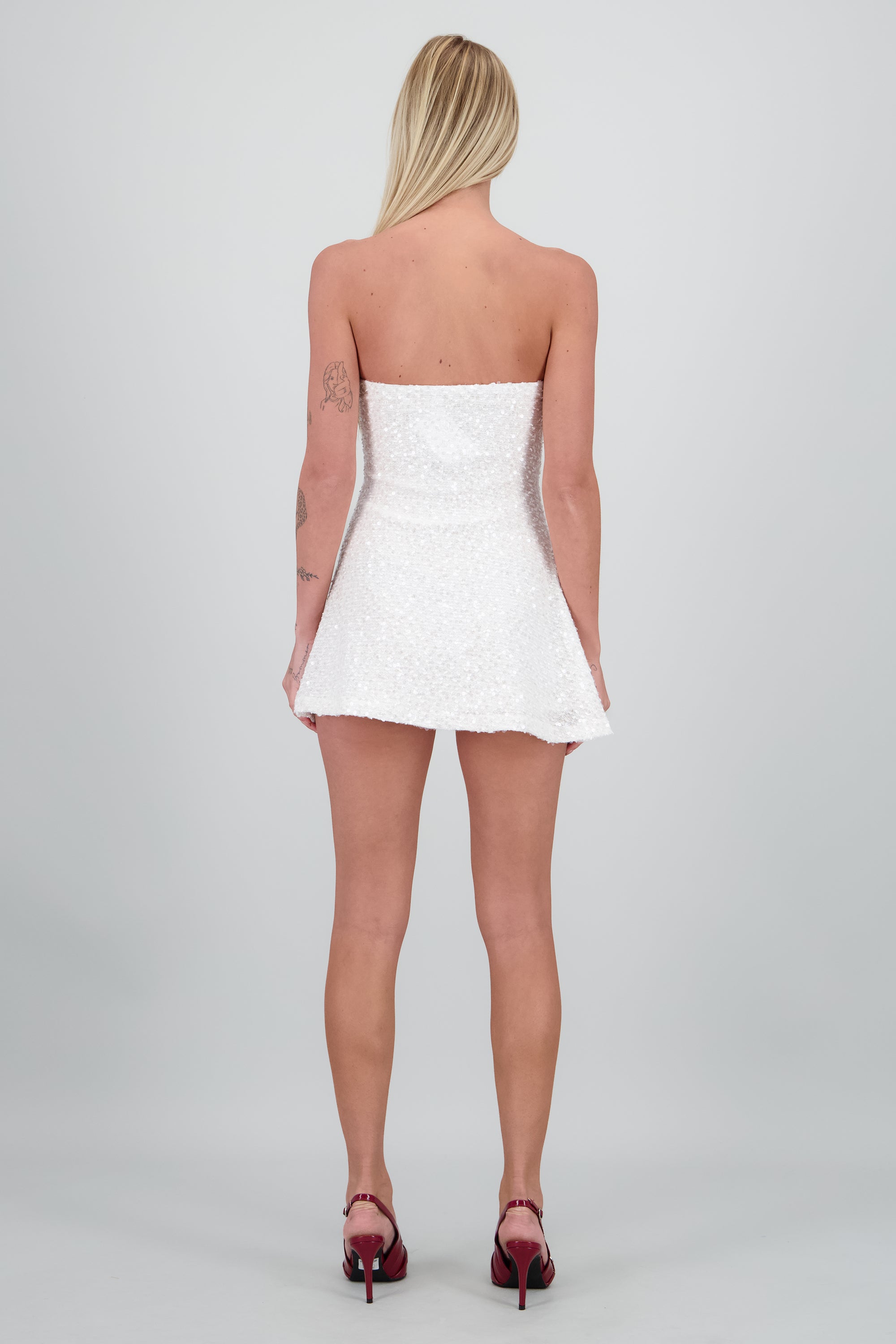 Vestido lentejuelas corte A BLANCO