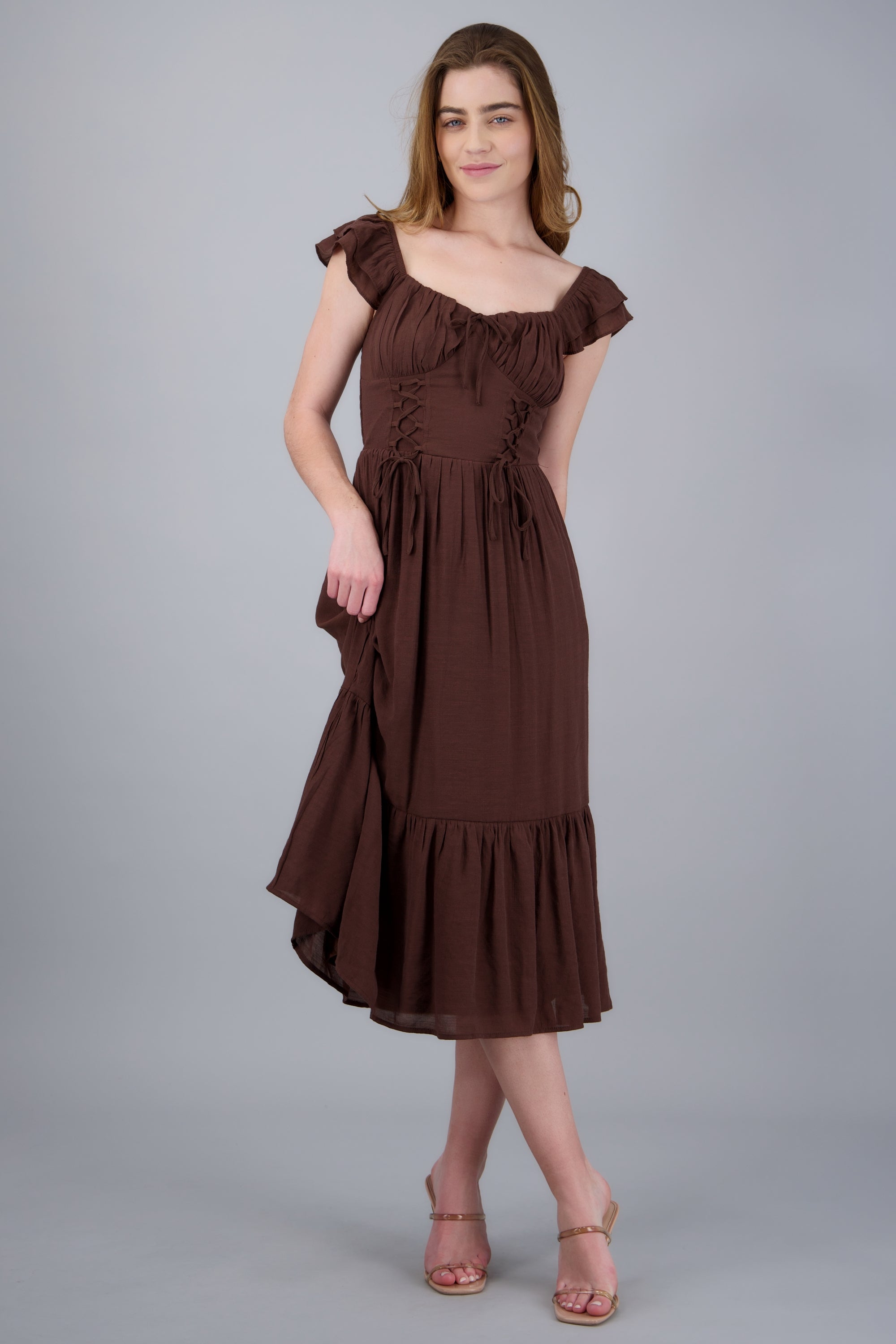 Vestido maxi detalle lace up CAFE OBSCURO