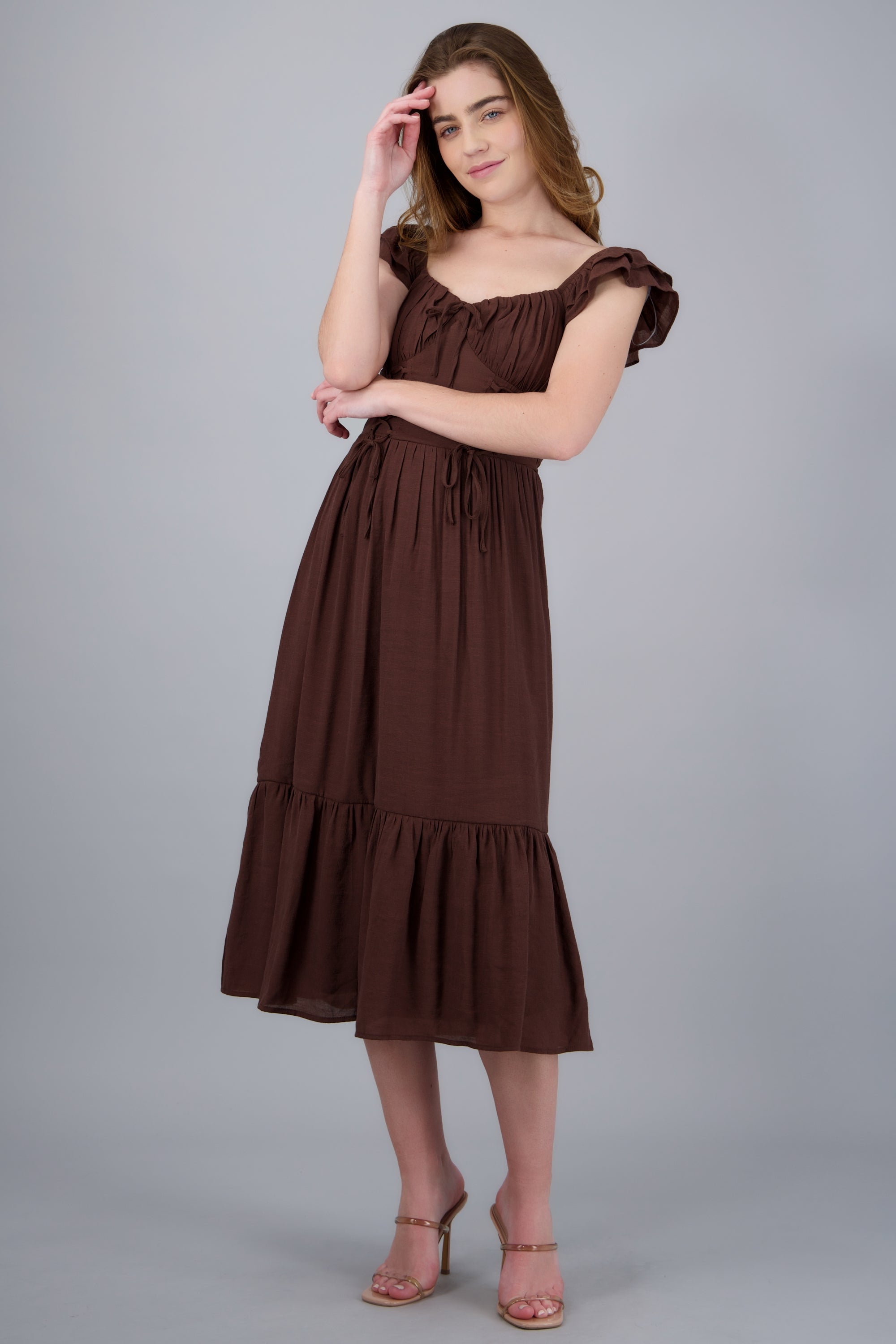 Vestido maxi detalle lace up CAFE OBSCURO
