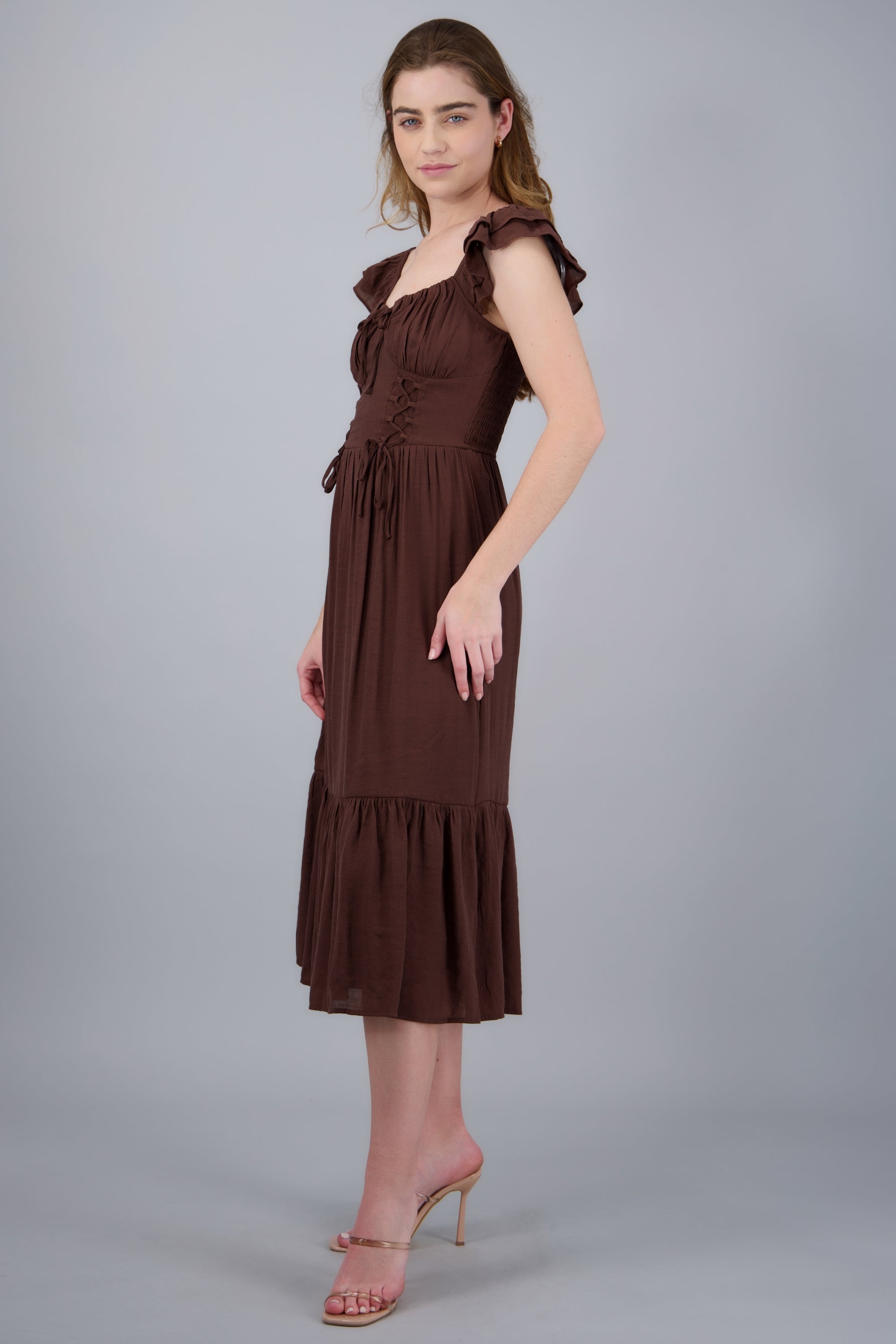 Vestido maxi detalle lace up CAFE OBSCURO