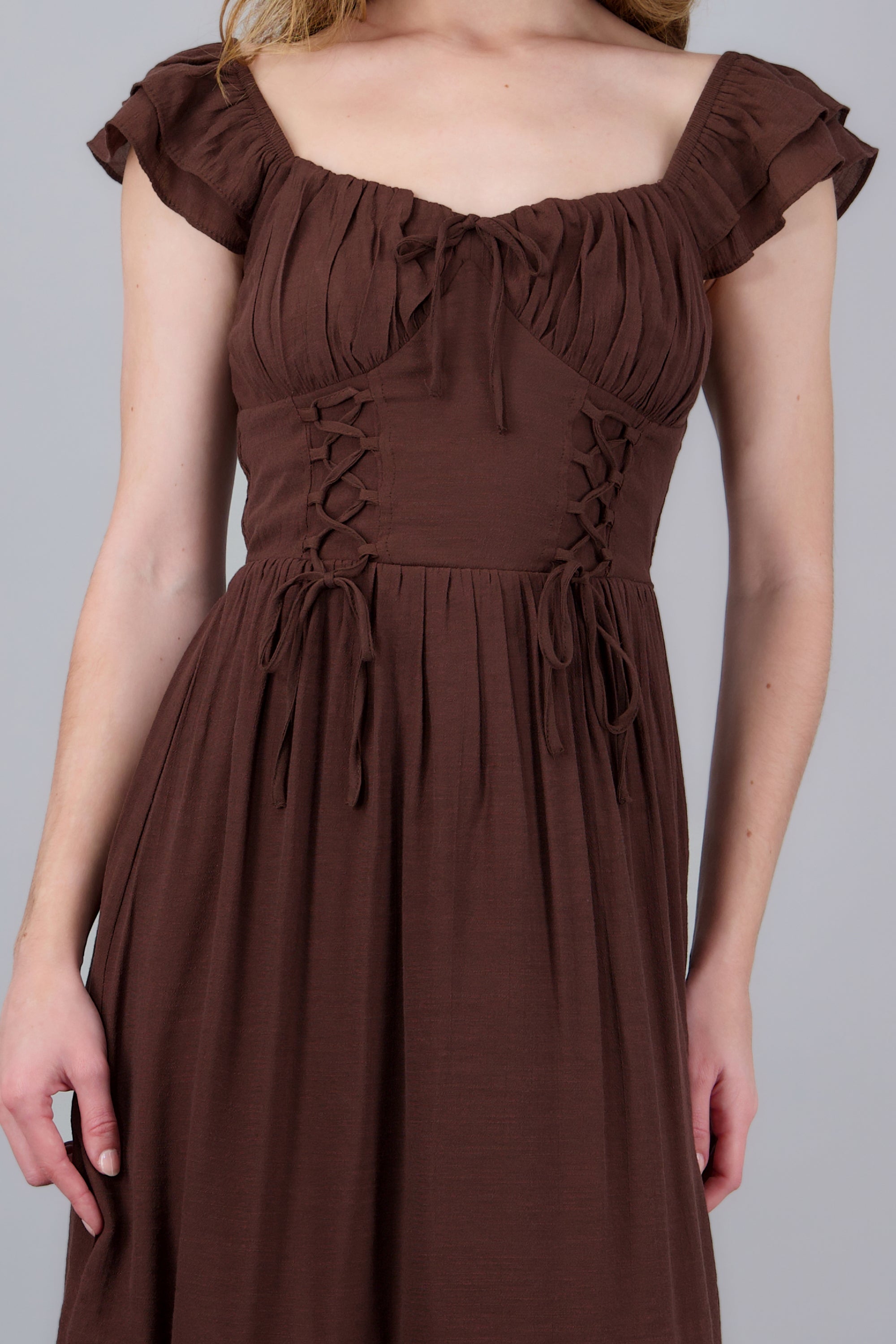 Vestido maxi detalle lace up CAFE OBSCURO