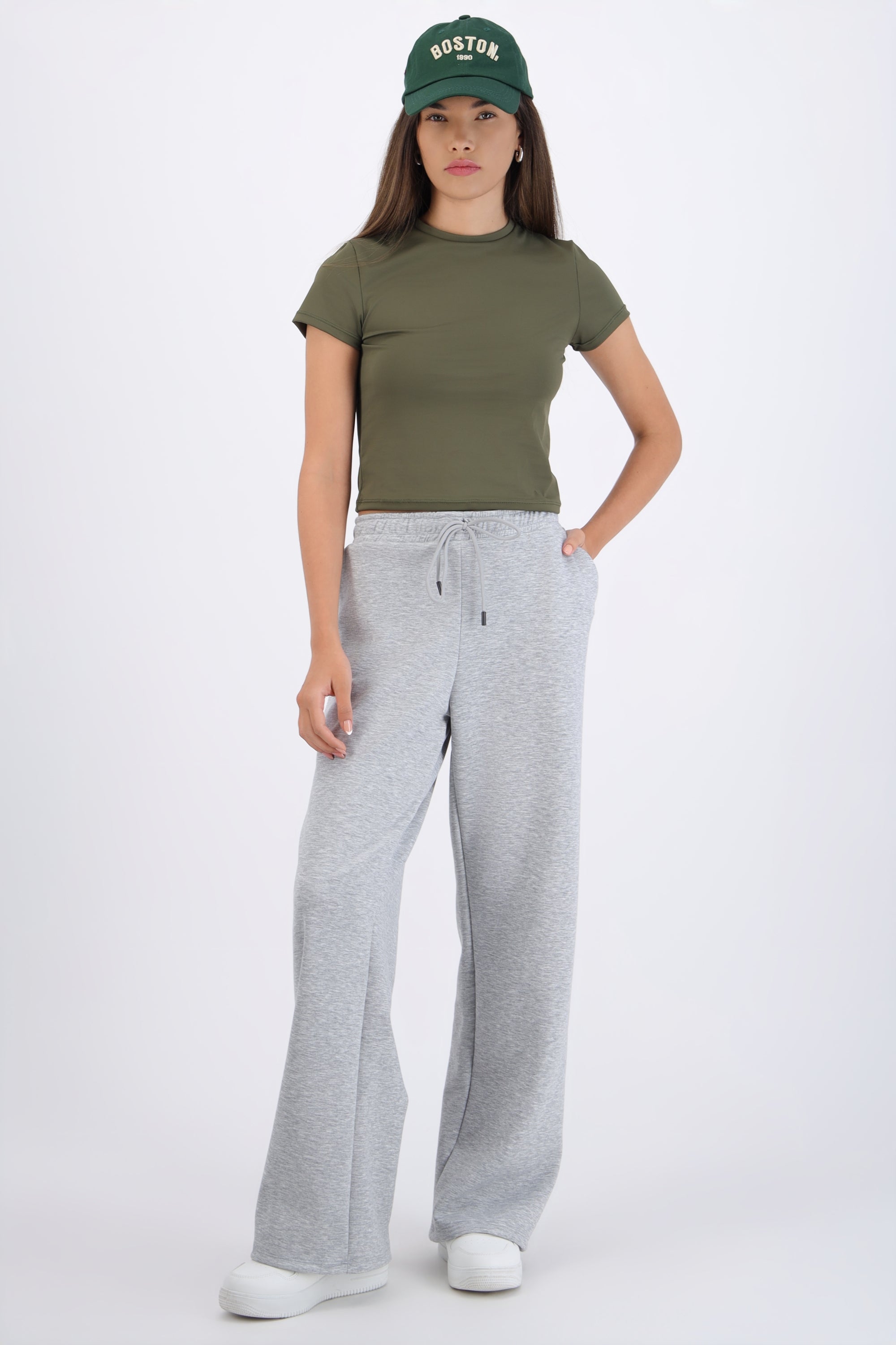 Playera deportiva manga corta lisa OLIVO