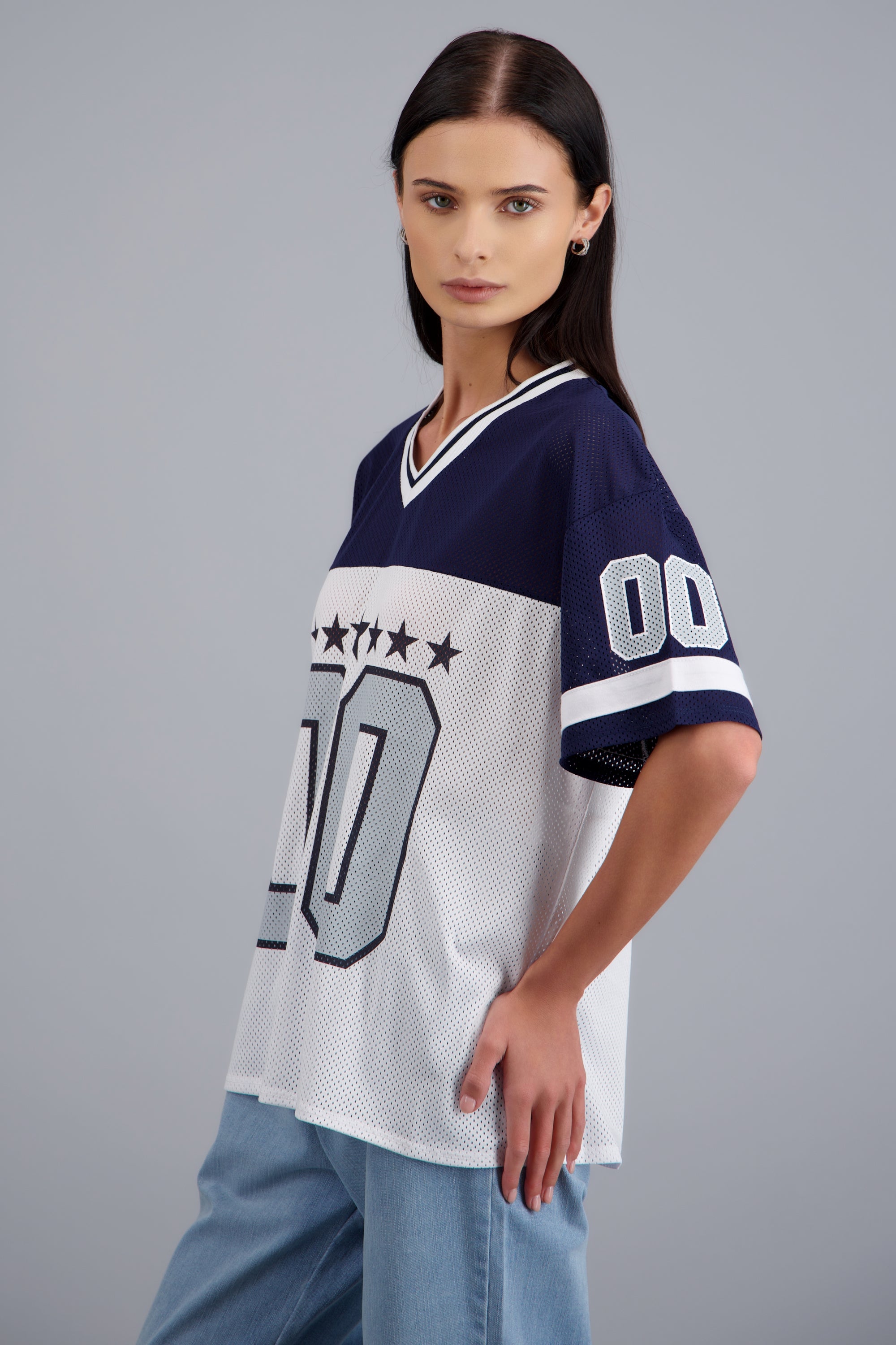Playera tipo jersey contraste MARINO COMBO