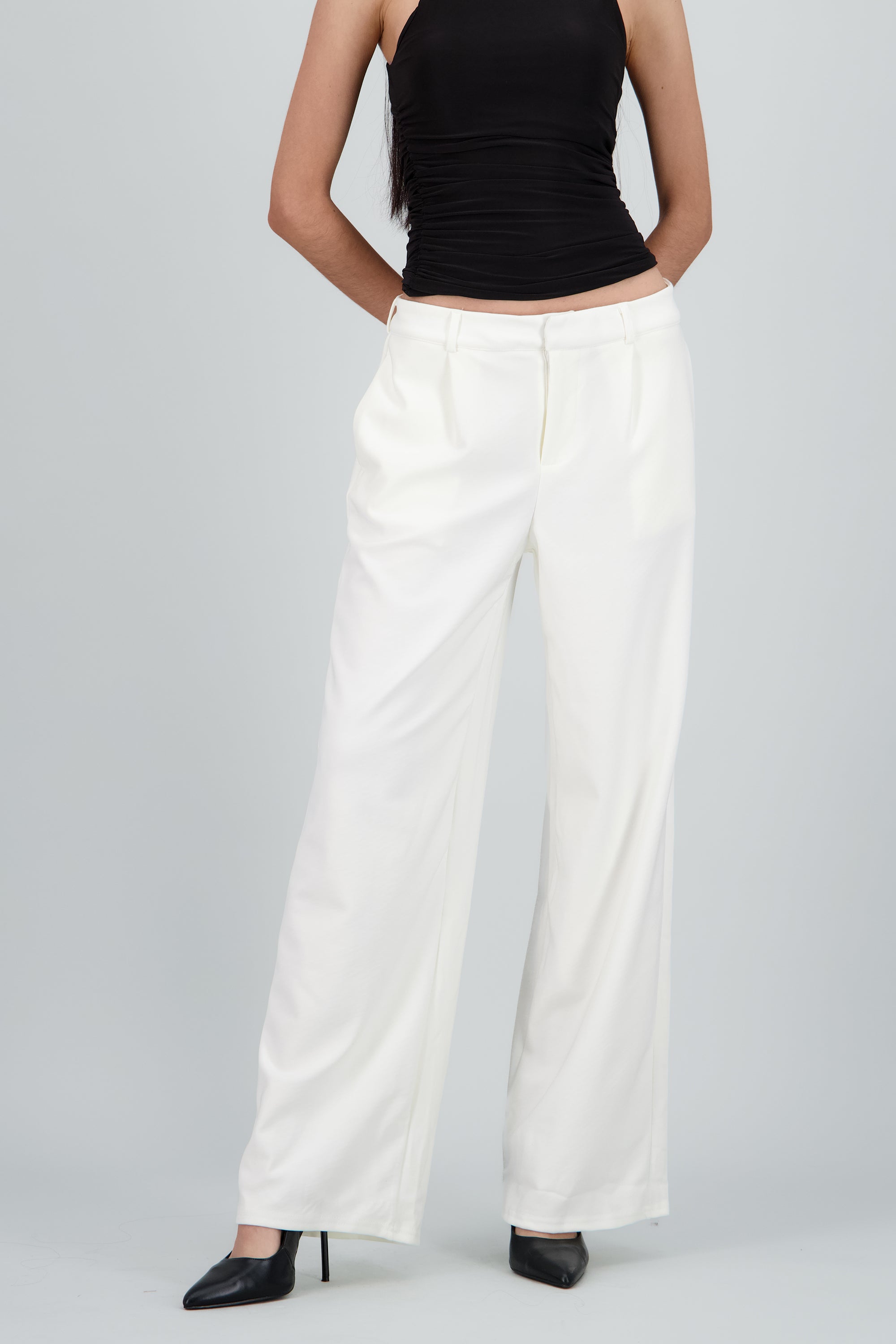 Pantalon recto pretina HUESO