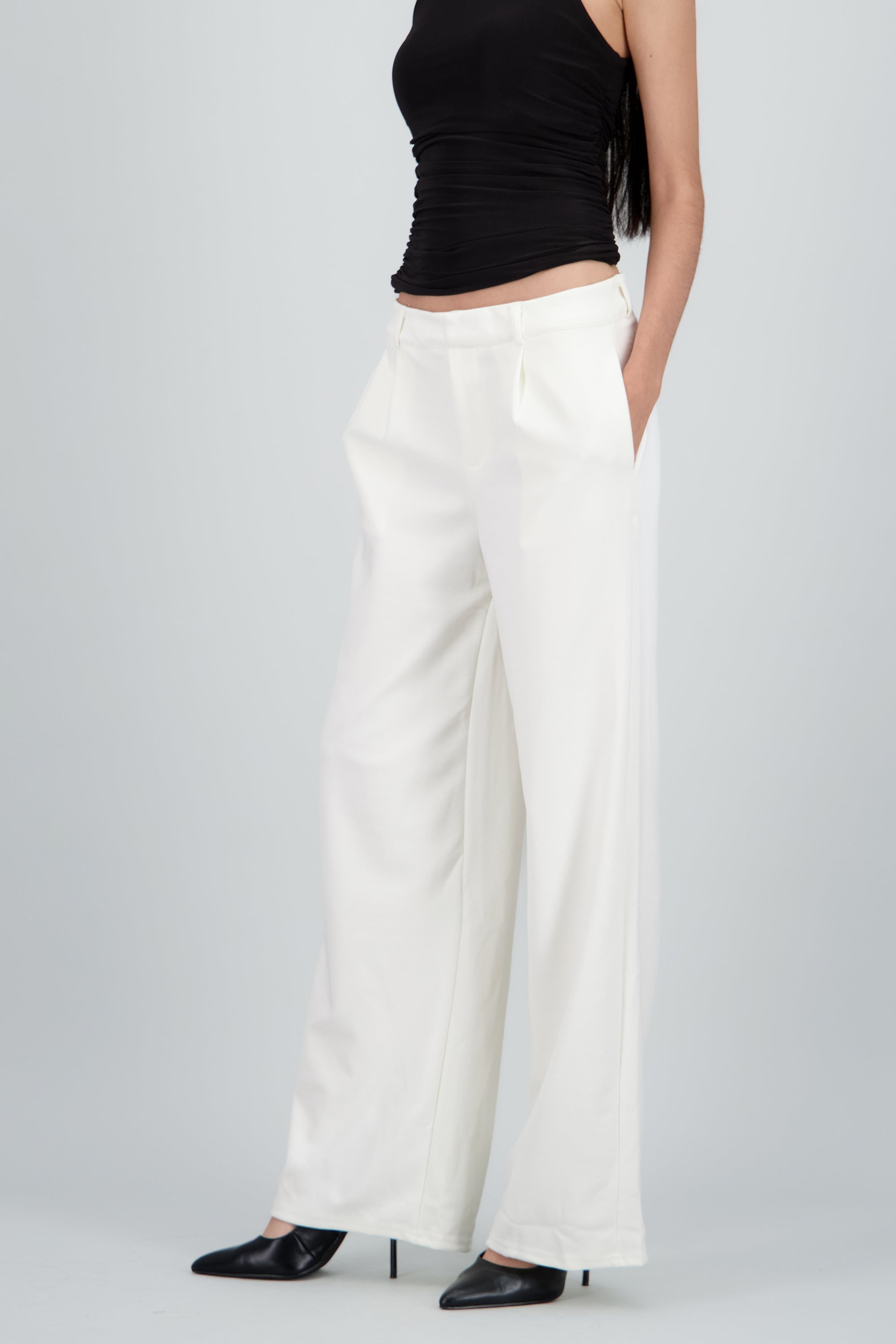 Pantalon recto pretina HUESO