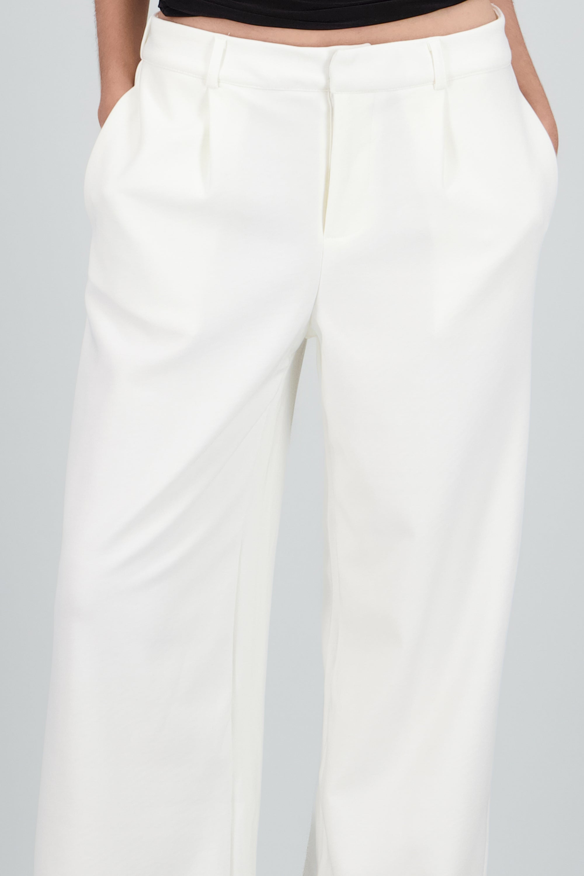 Pantalon recto pretina HUESO