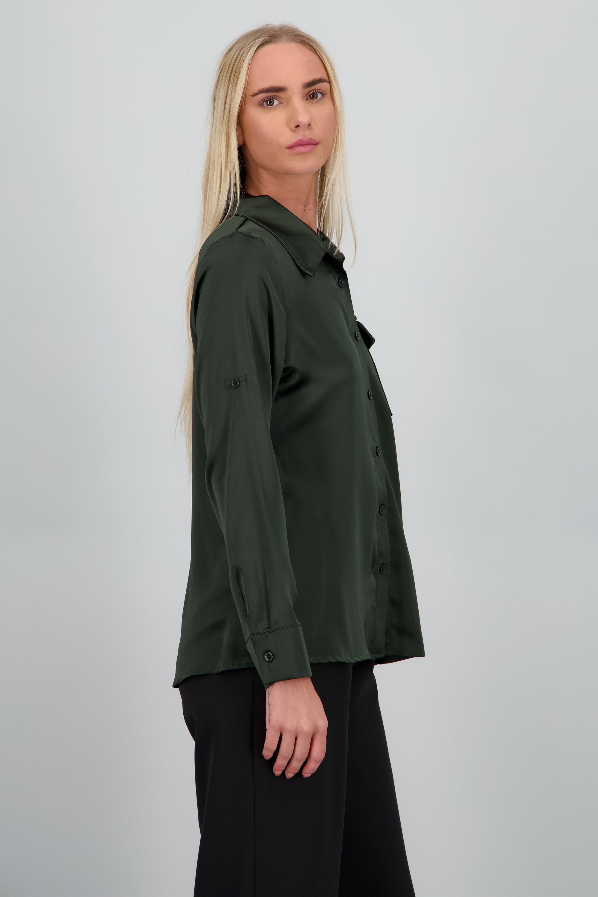 Camisa satin mangas elevador OLIVO