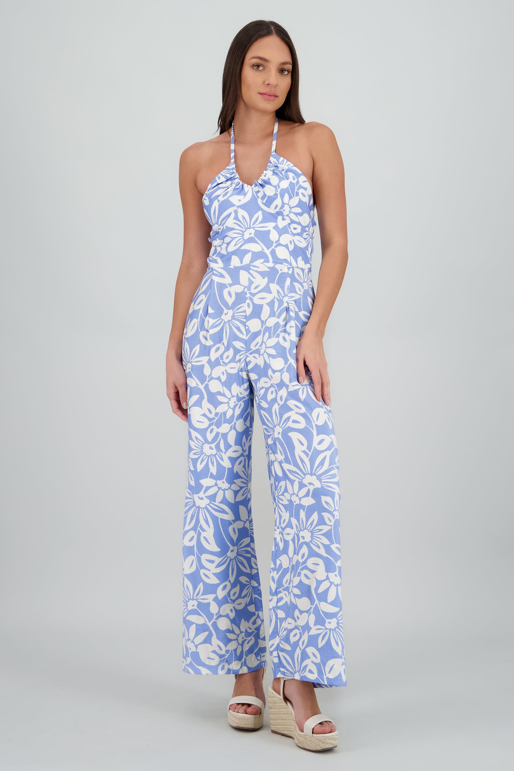 Jumpsuit halter detalle estampado AZUL COMBO