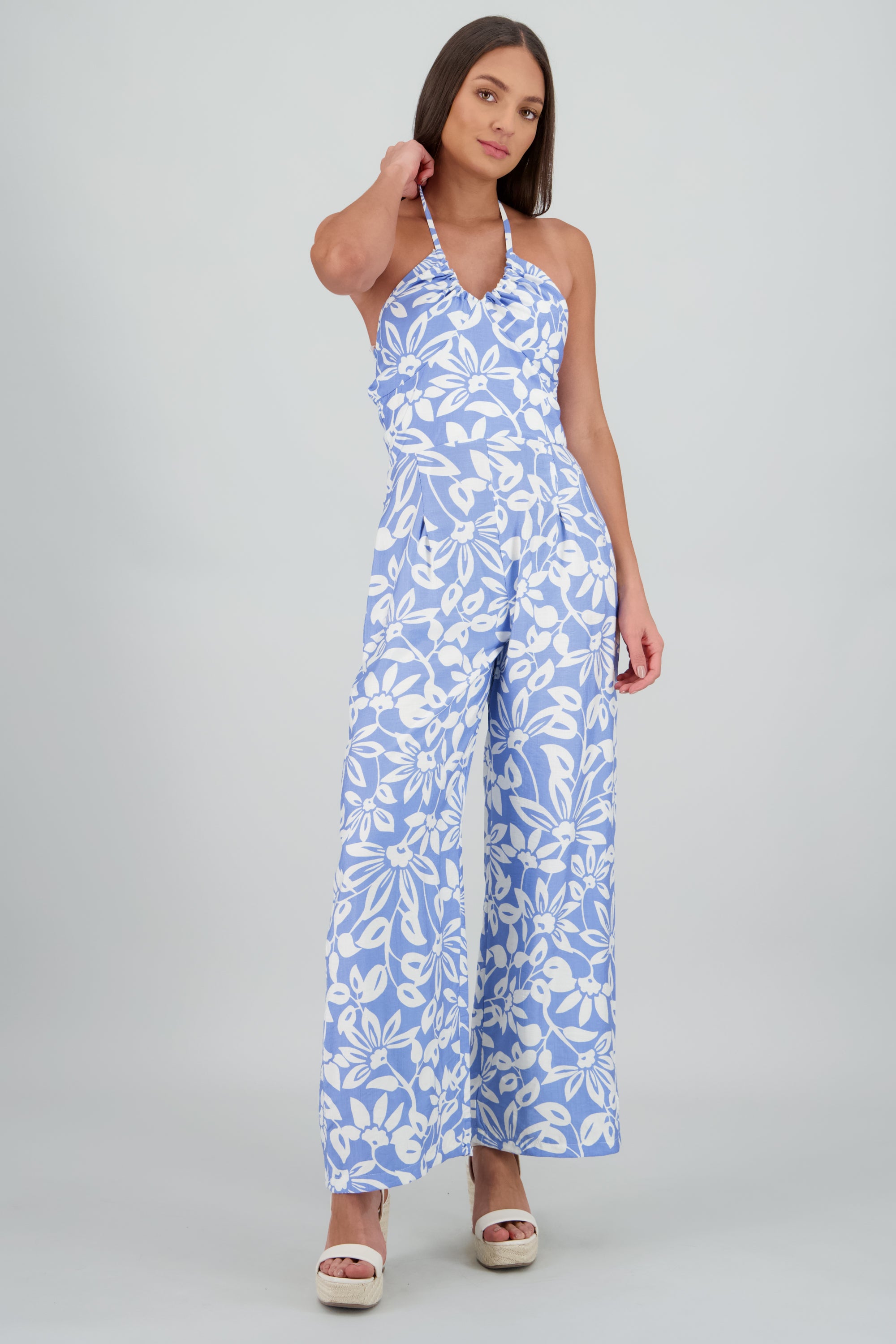Jumpsuit halter detalle estampado AZUL COMBO