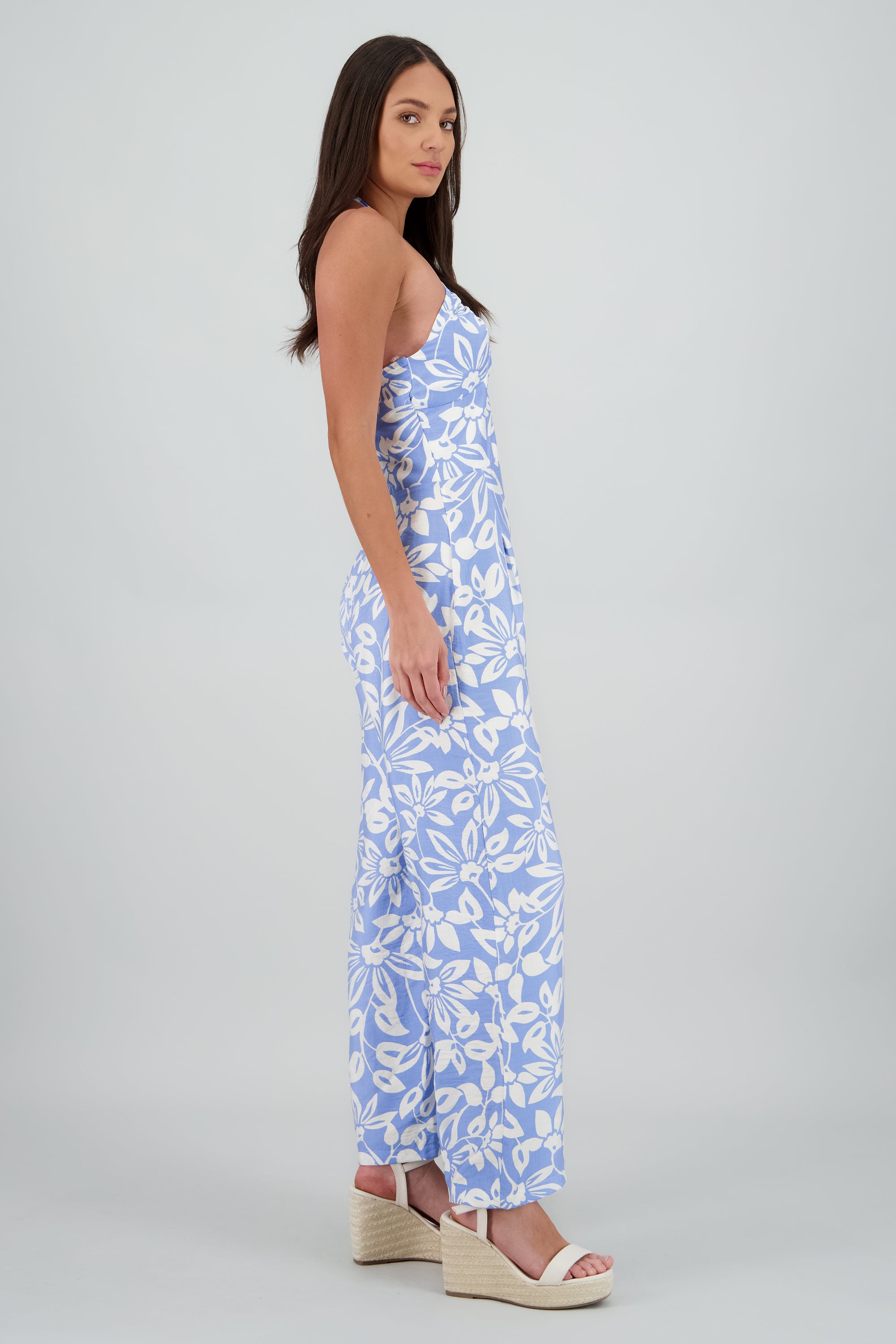 Jumpsuit halter detalle estampado AZUL COMBO