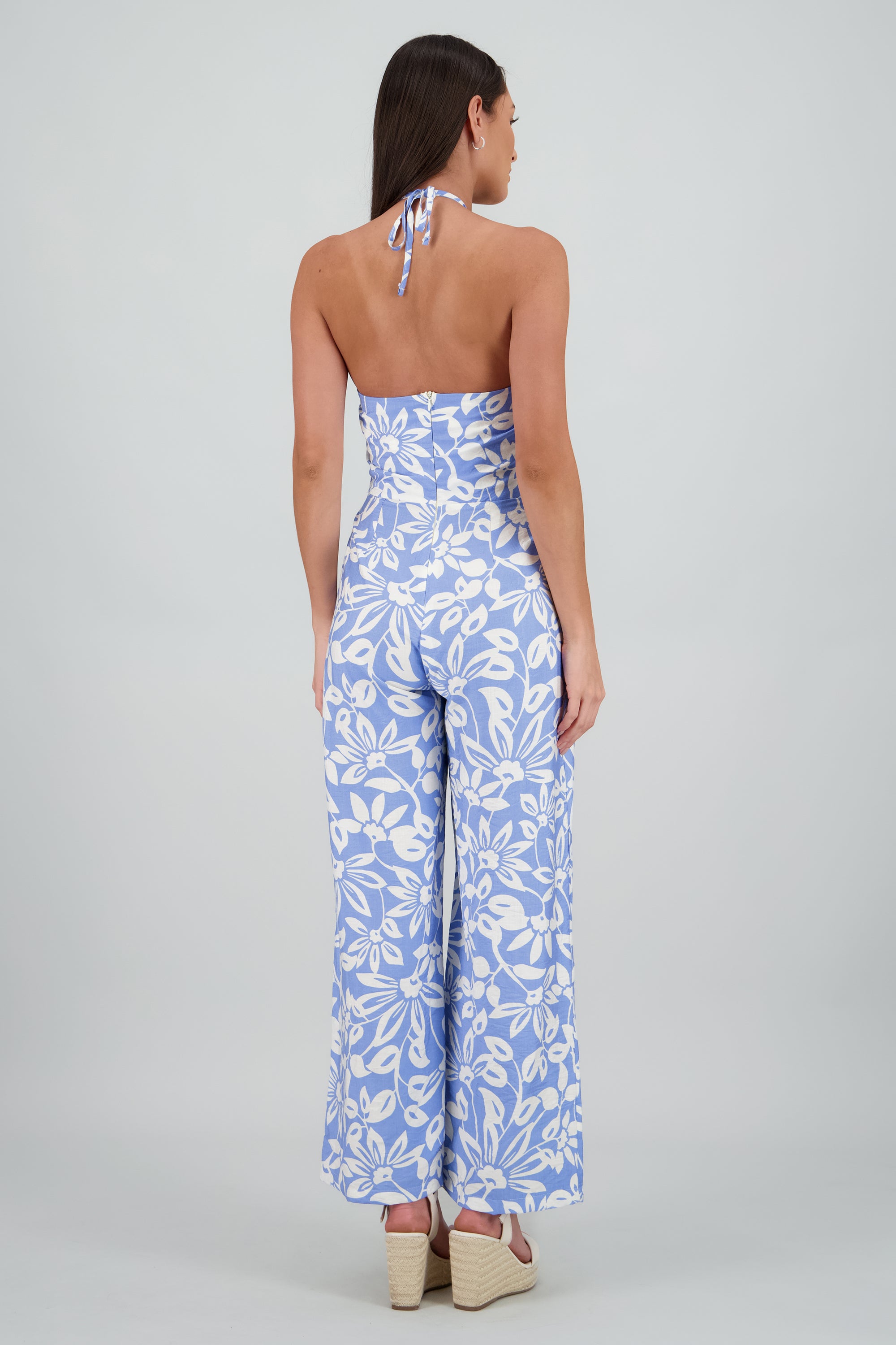Jumpsuit halter detalle estampado AZUL COMBO