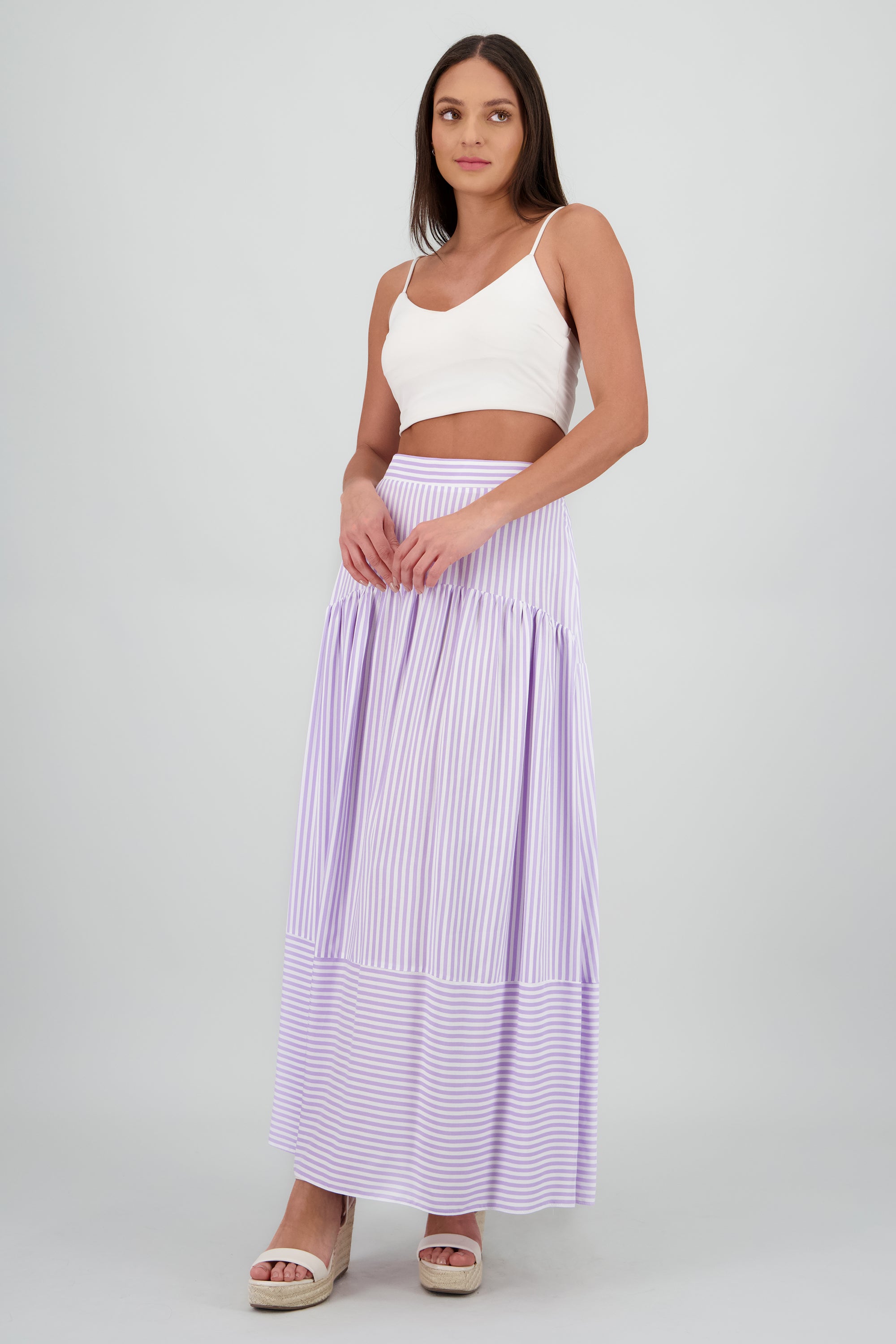 Falda maxi olanes rayas LILA