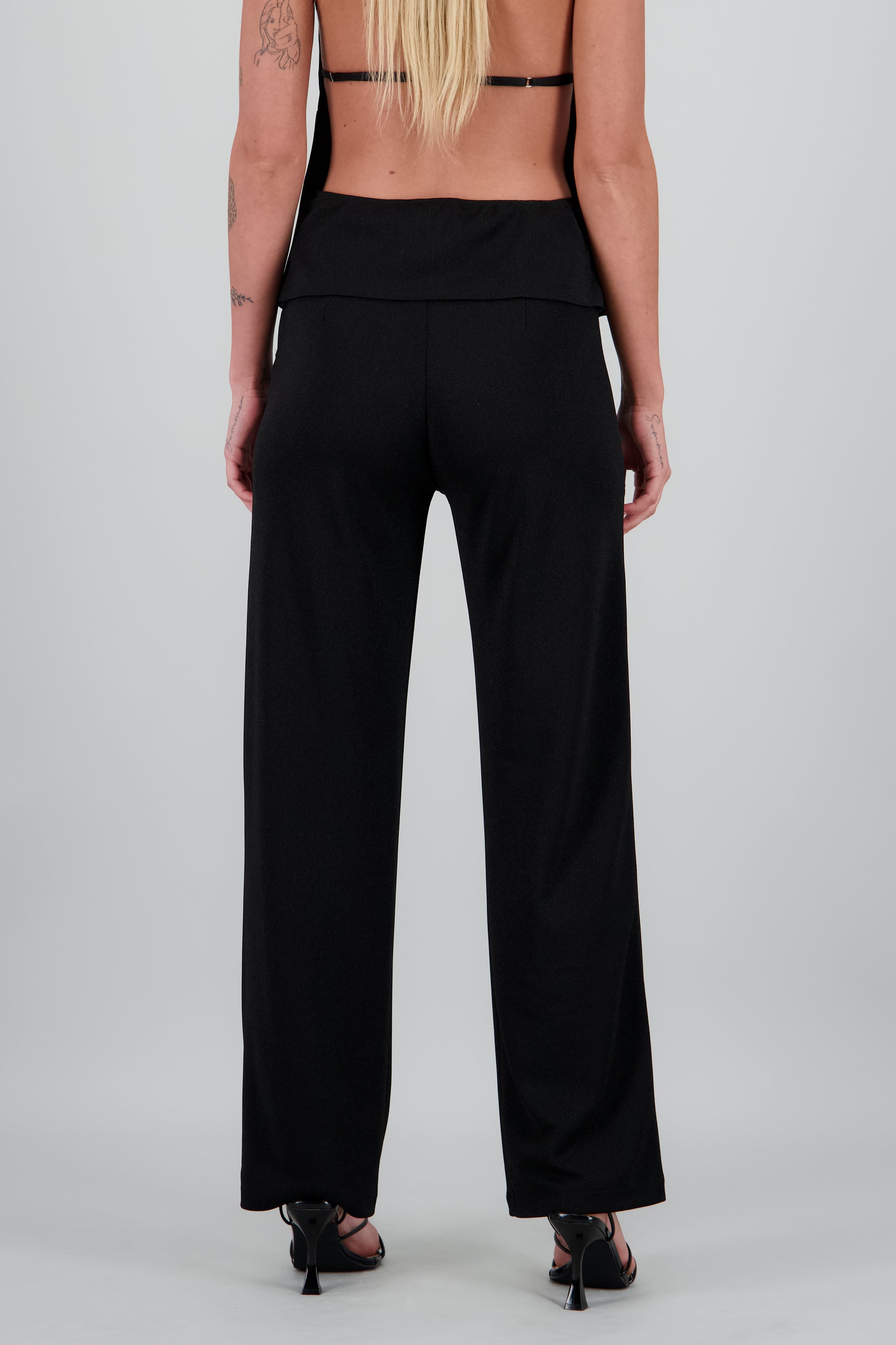 Pantalon ancho metalizado NEGRO