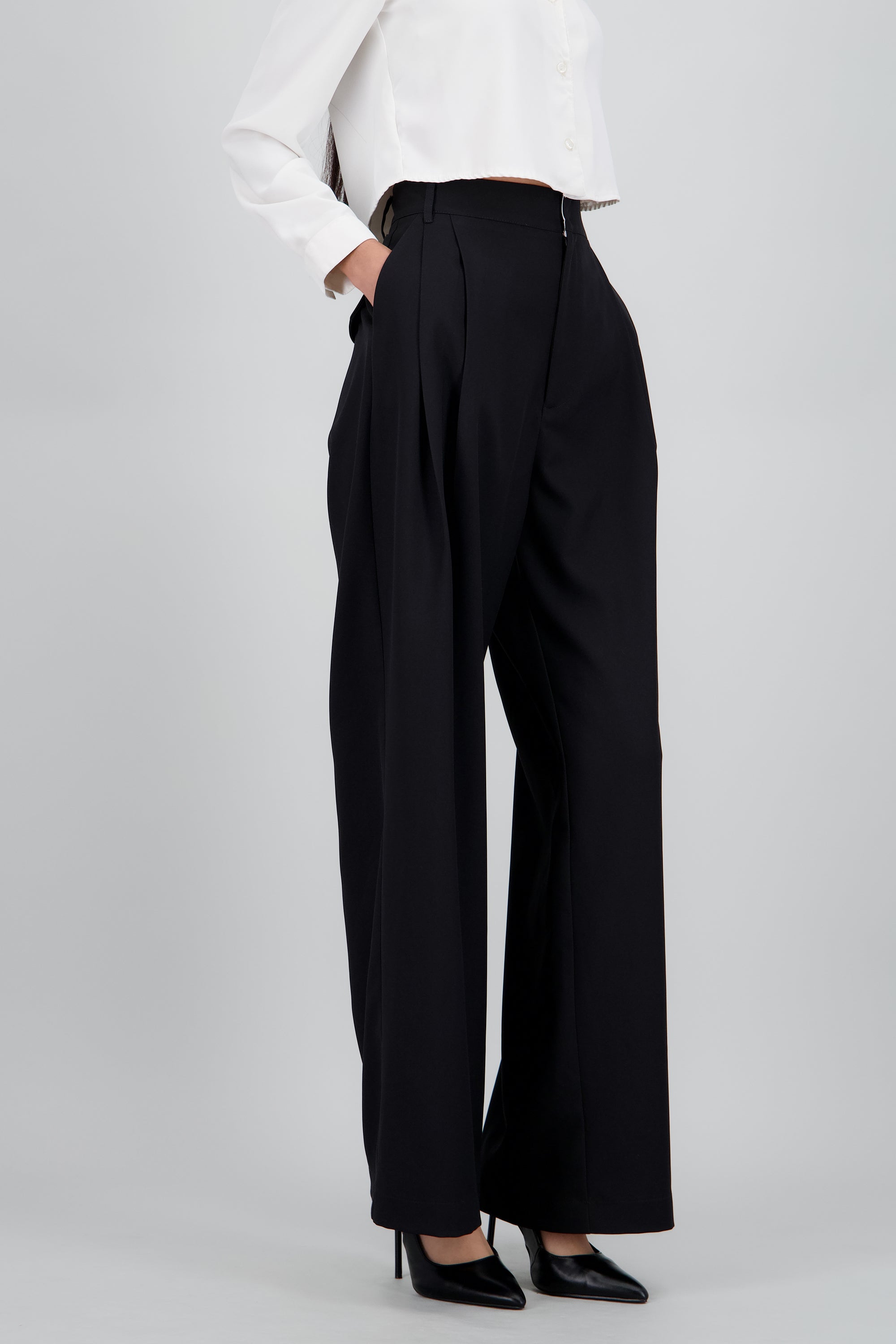 Pantalon sastreado doble pinza NEGRO