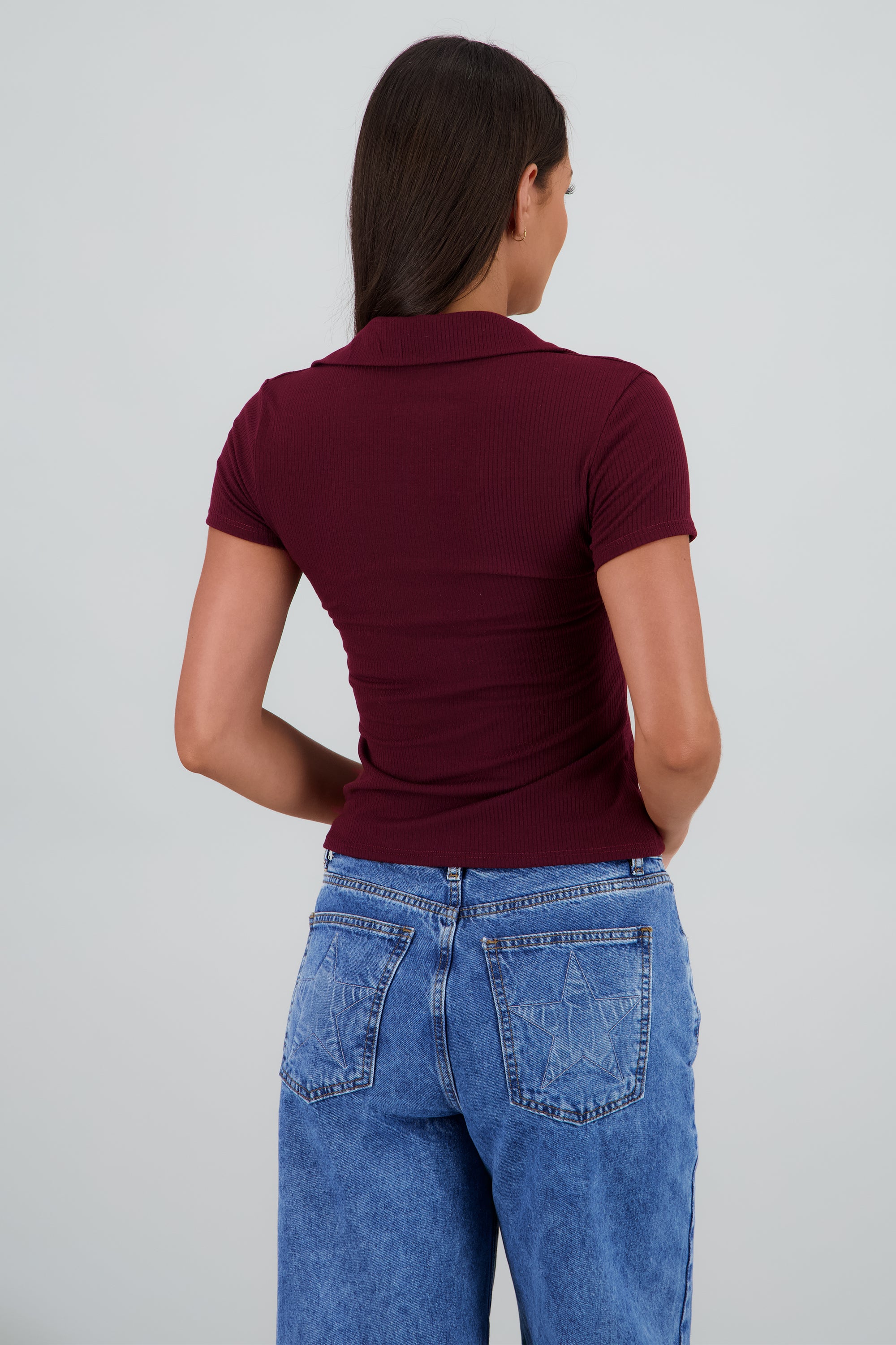 Playera cuello polo manga corta VINO