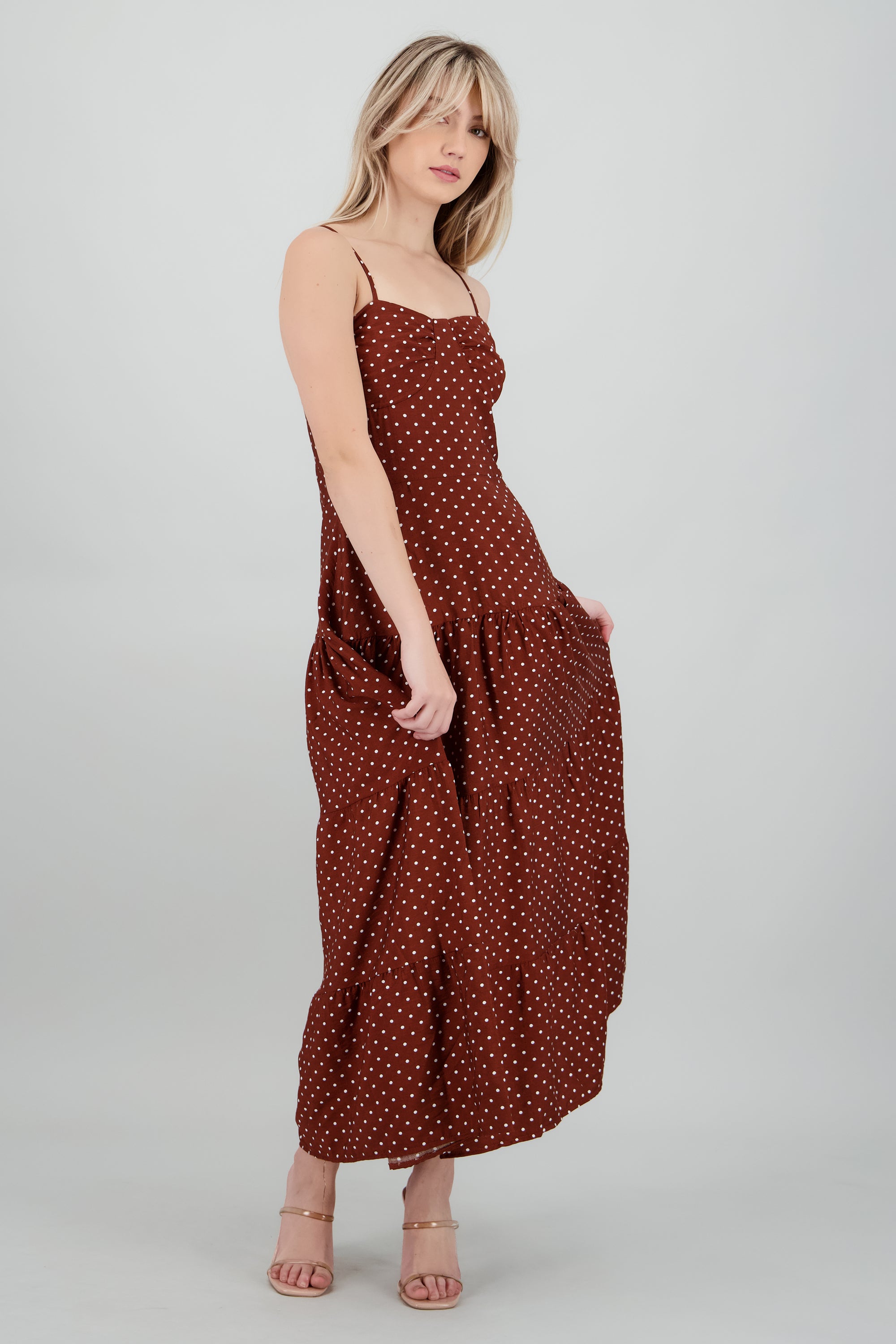 Vestido maxi estampado polka CAFE COMBO