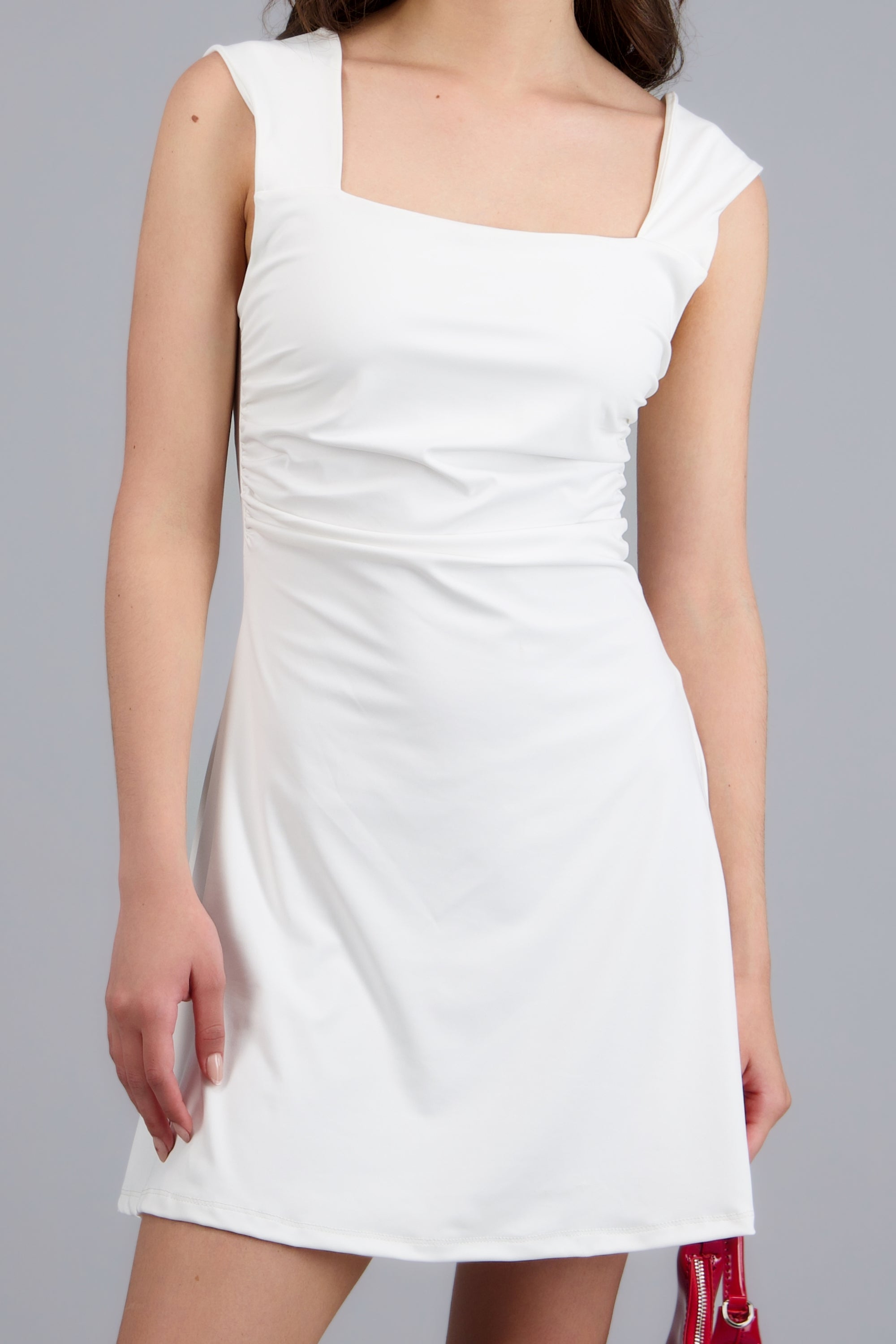 Vestido tirantes detalle frunces BLANCO