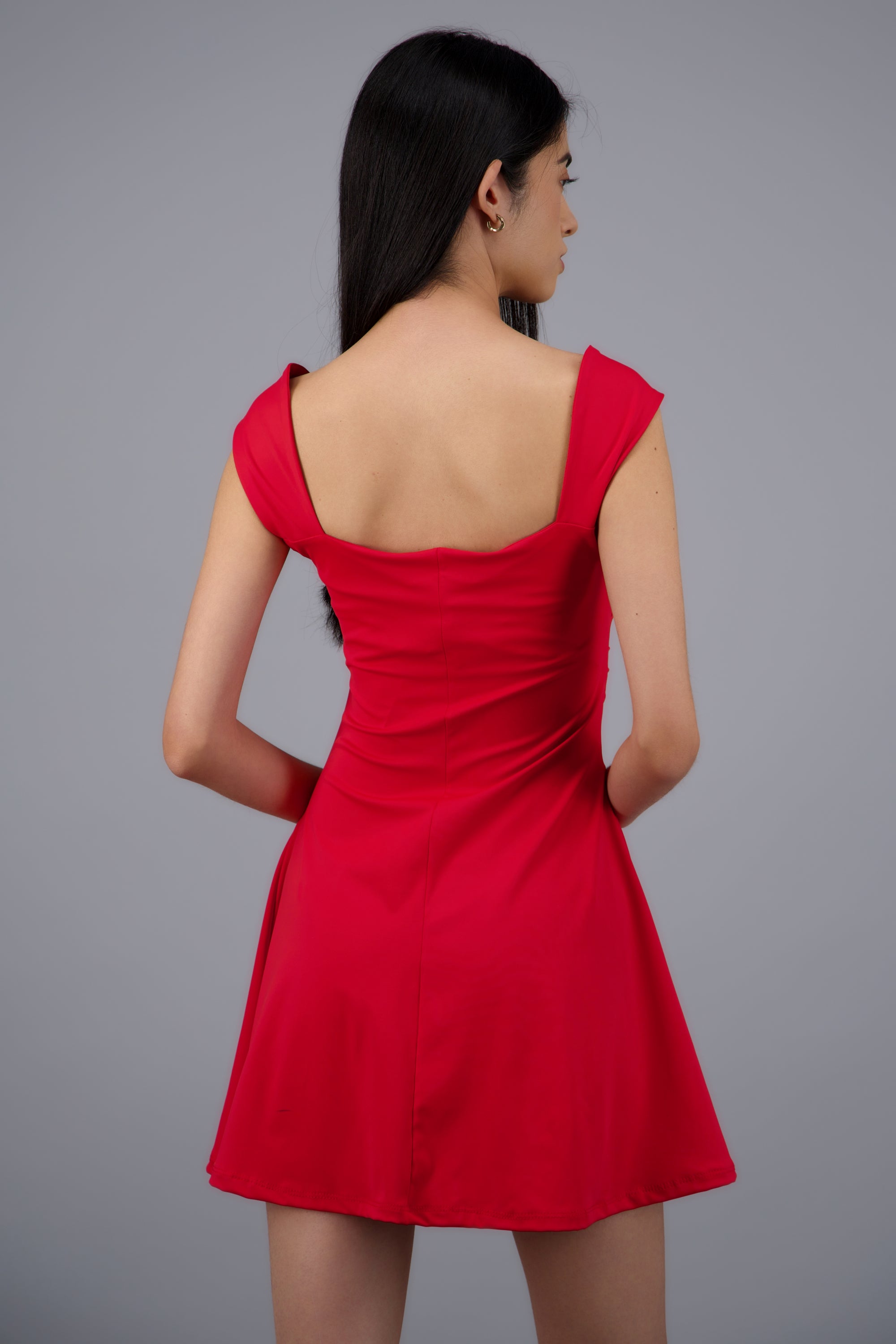 Vestido tirantes detalle frunces ROJO