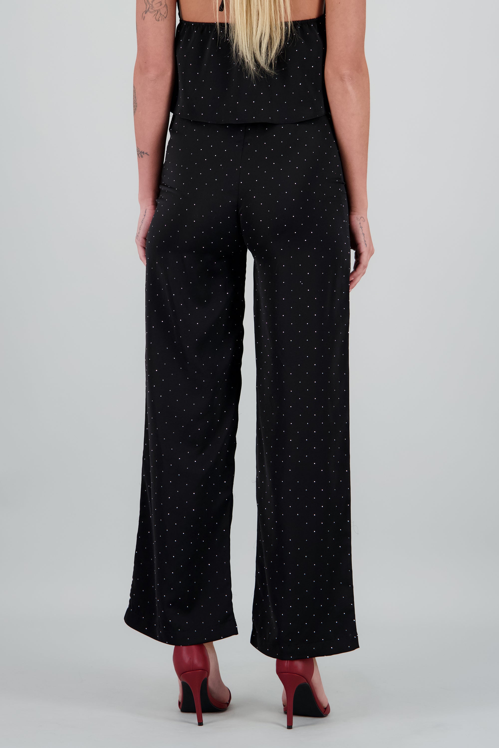 Pantalon Recto con Brillos NEGRO