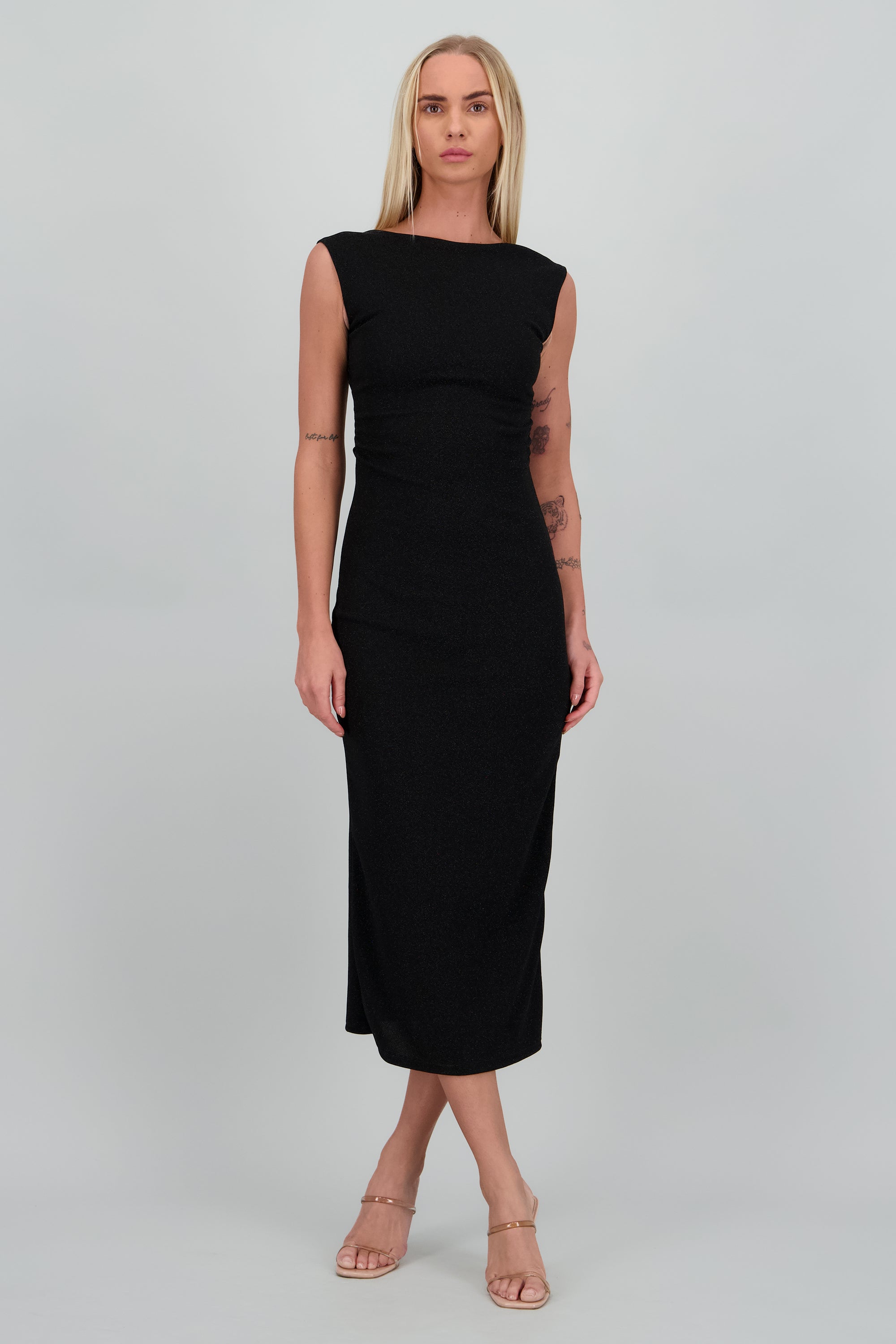 Vestido Maxi Drapeado NEGRO