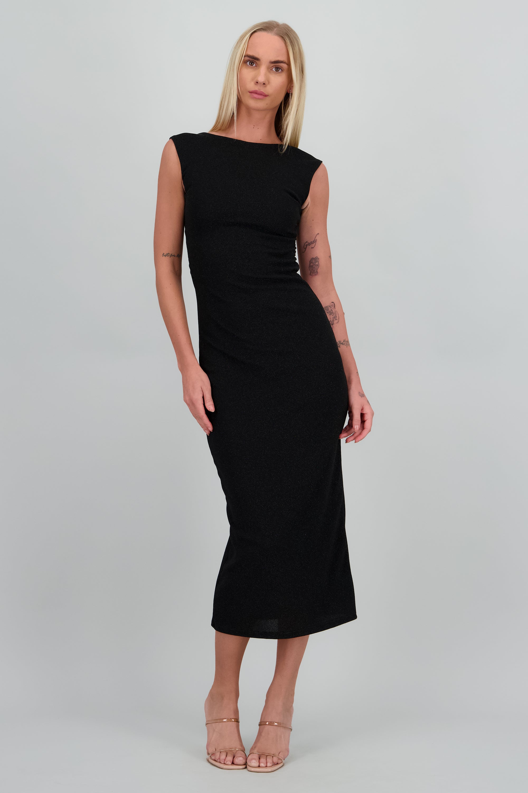 Vestido Maxi Drapeado NEGRO