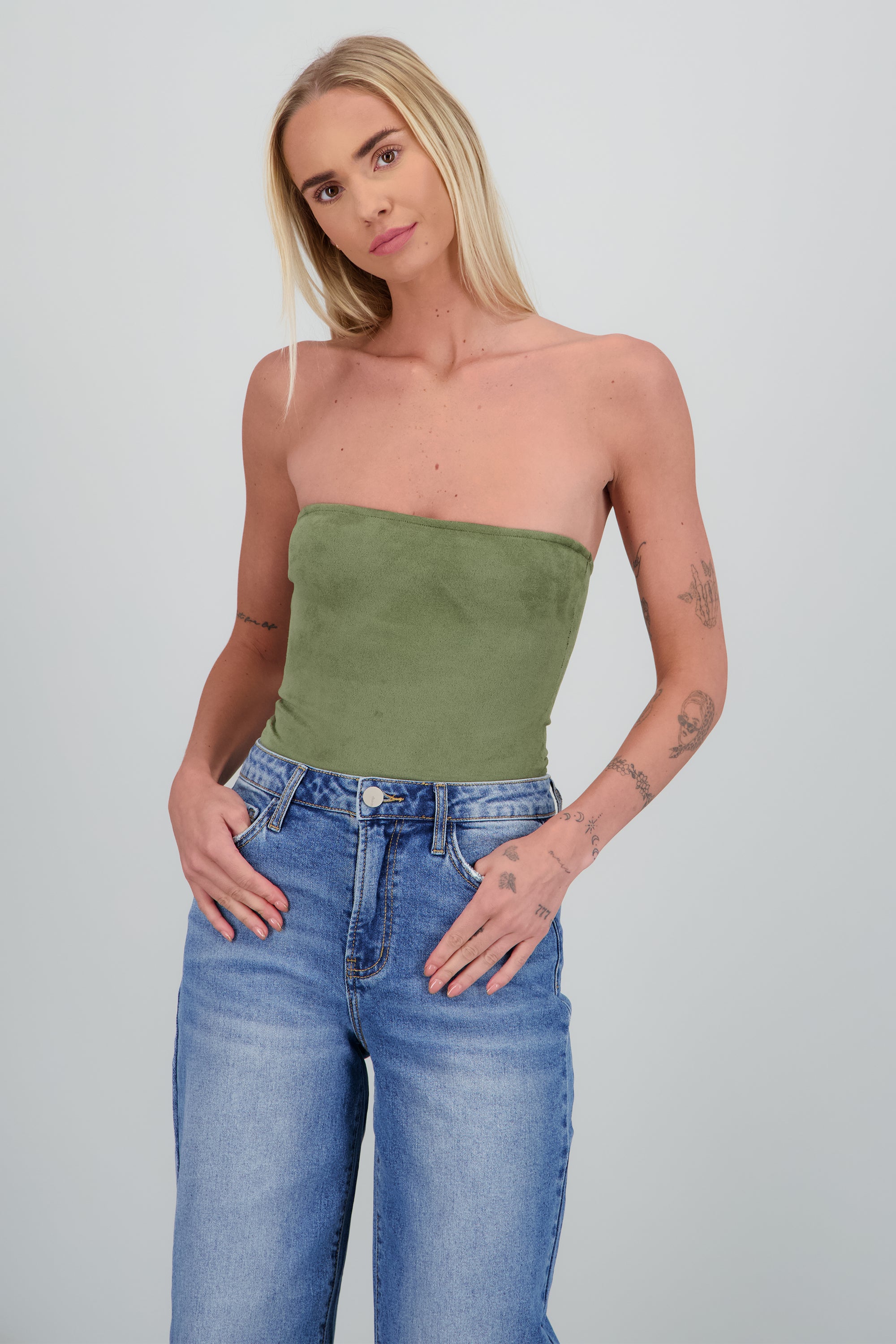 Bodysuit Strapples Suede OLIVO