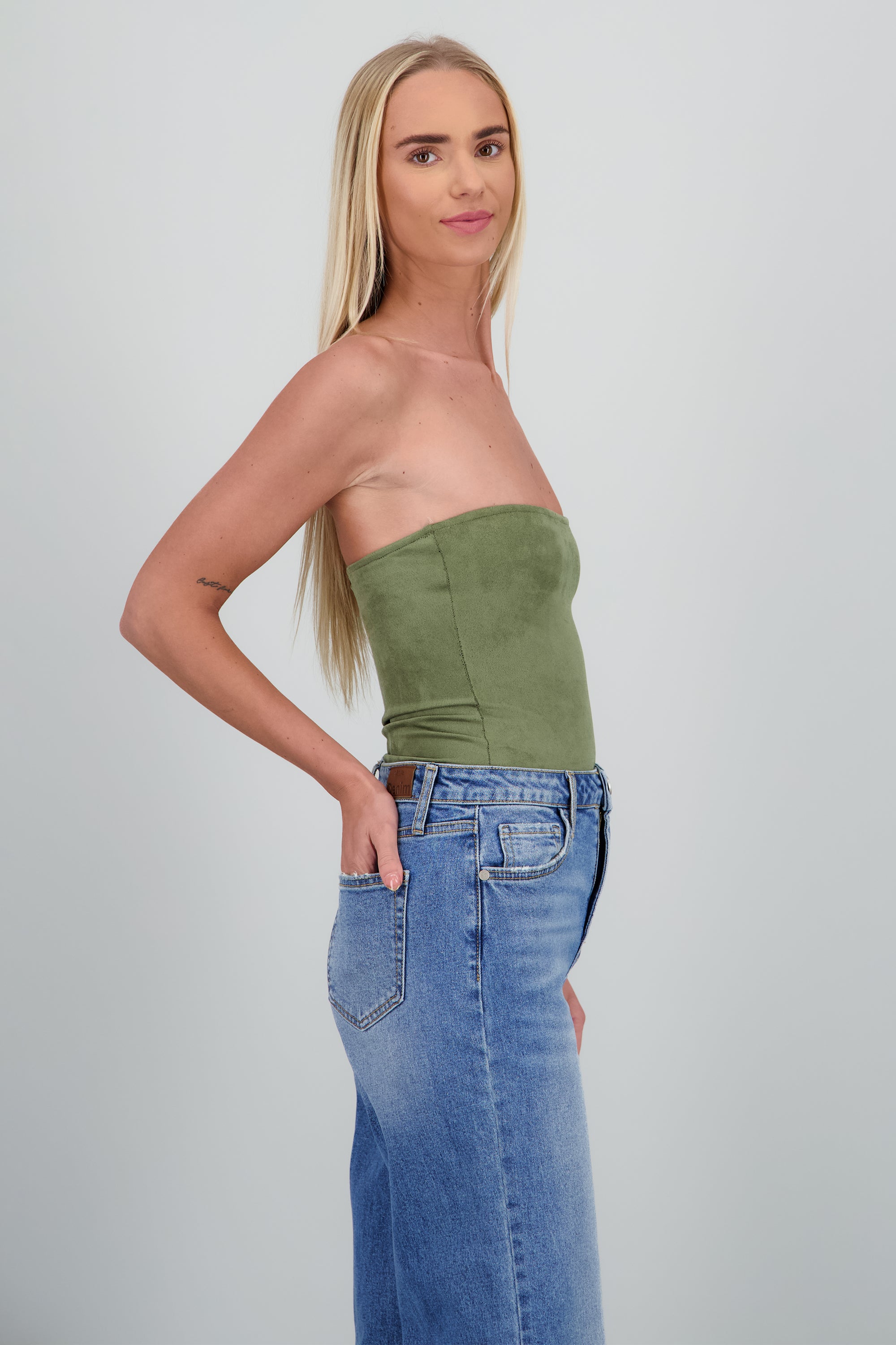 Bodysuit Strapples Suede OLIVO