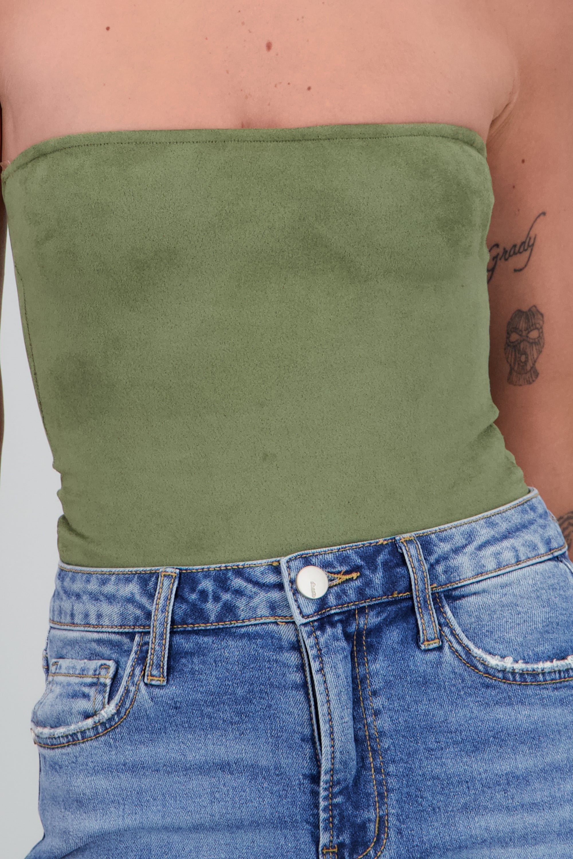 Bodysuit Strapples Suede OLIVO