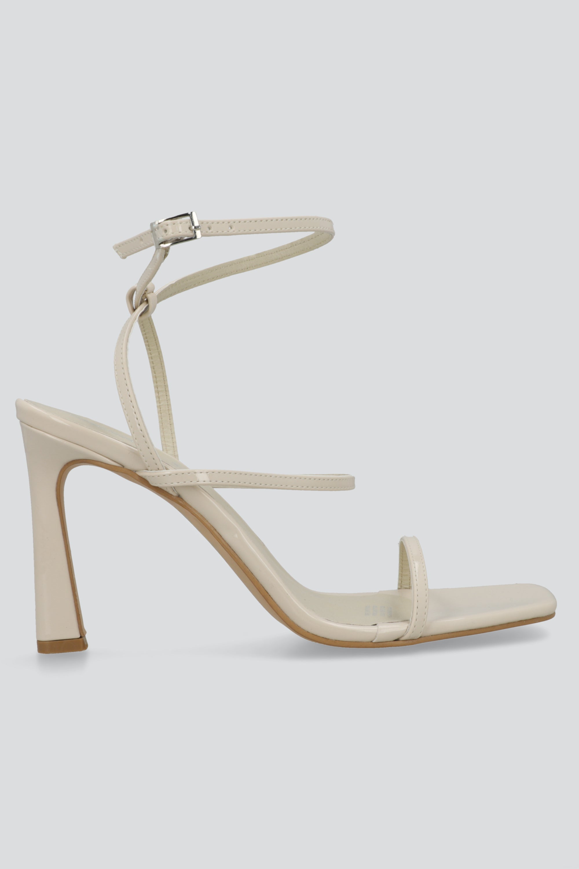 Tacon puntal tiras delgadas charol HUESO