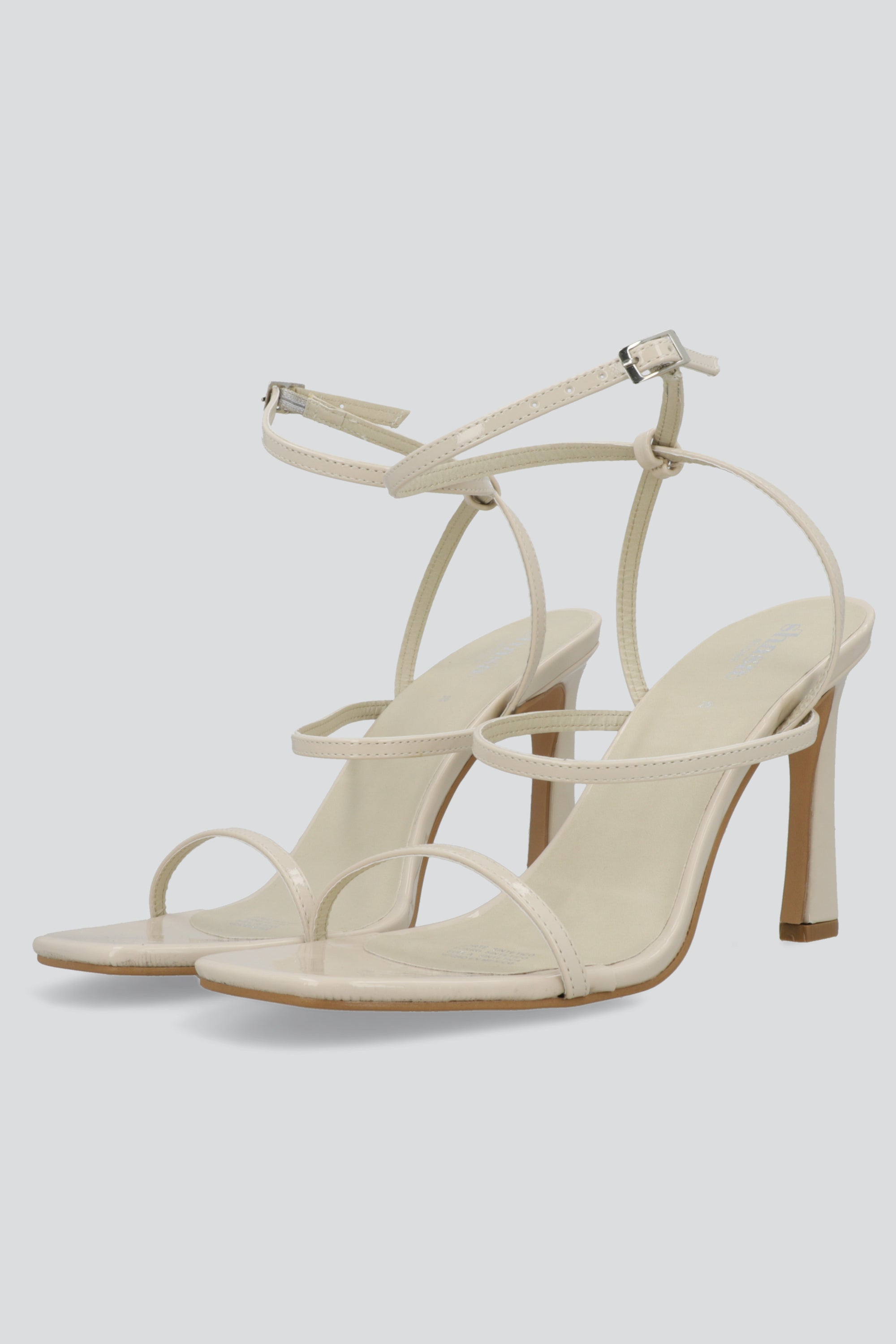 Tacon puntal tiras delgadas charol HUESO