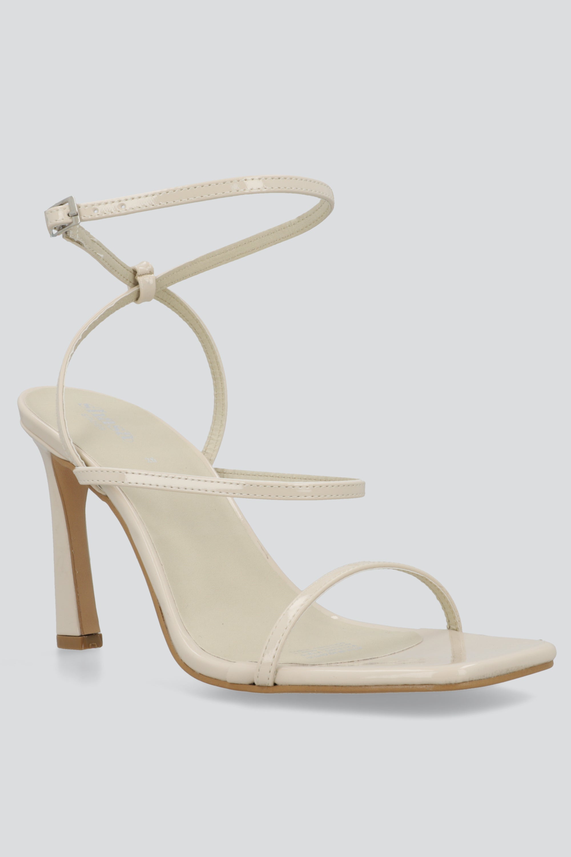 Tacon puntal tiras delgadas charol HUESO