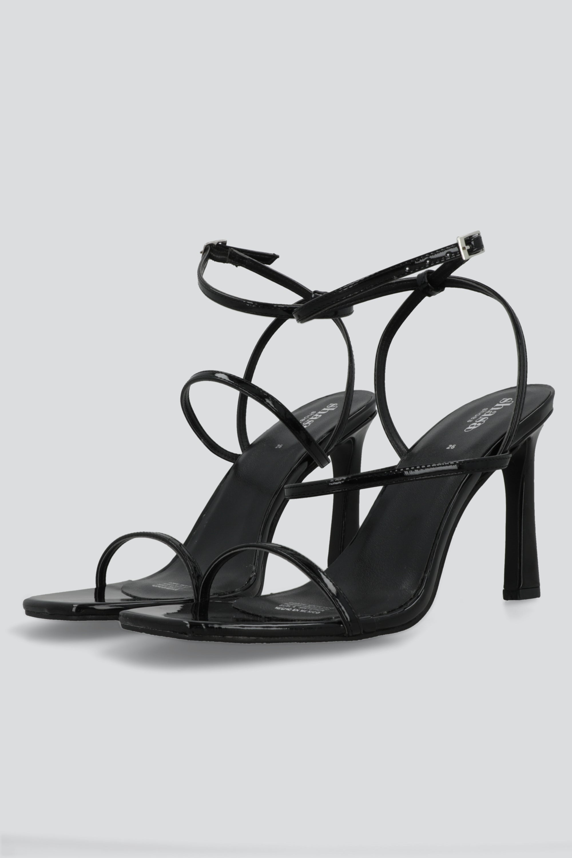 Tacon puntal tiras delgadas charol NEGRO