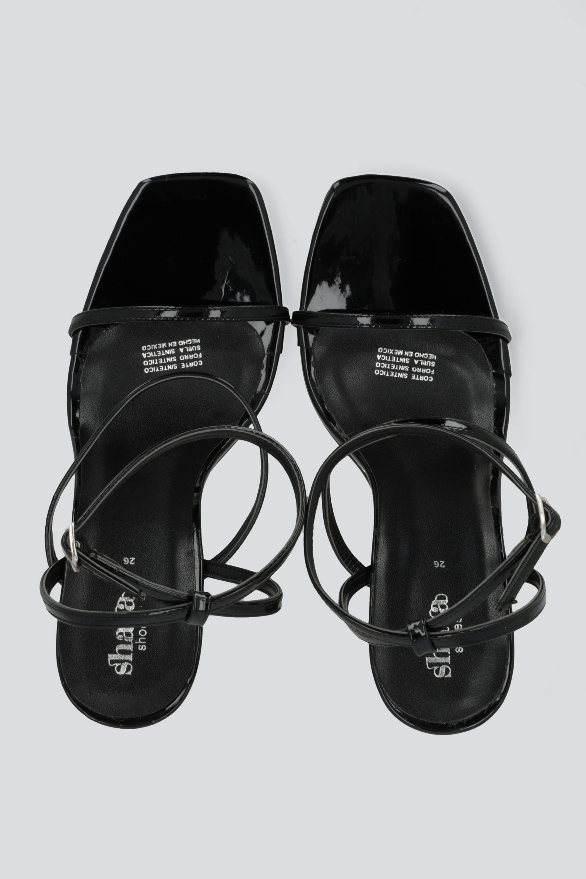 Tacon puntal tiras delgadas charol NEGRO