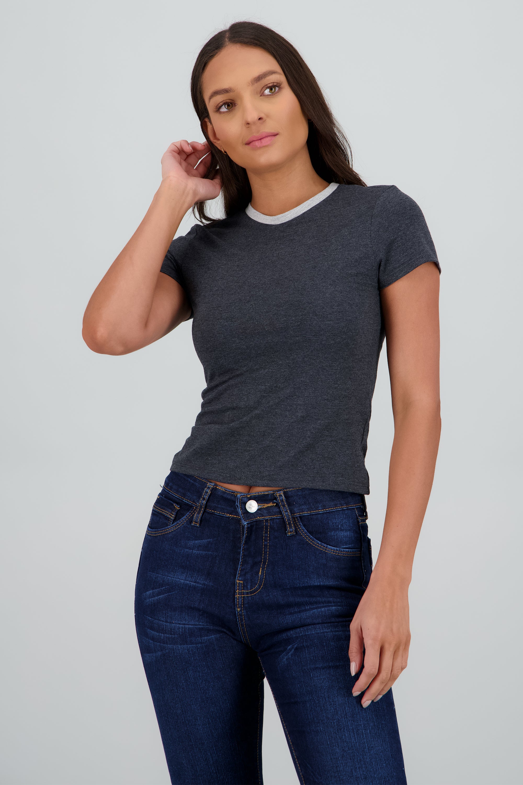 T-Shirt Cuello Redondo GRIS COMBO