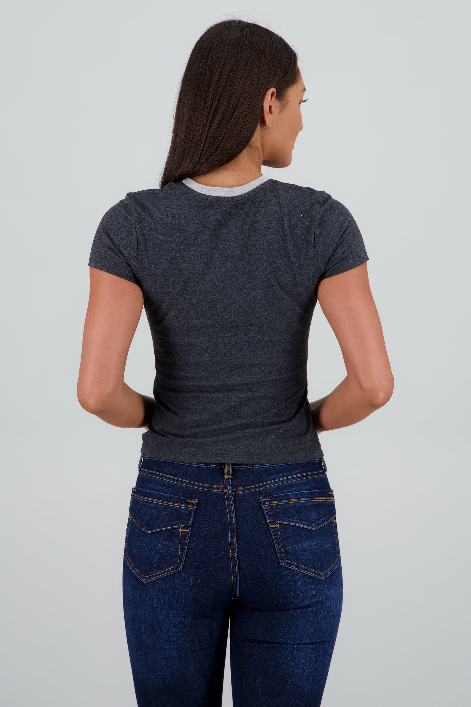 T-Shirt Cuello Redondo GRIS COMBO