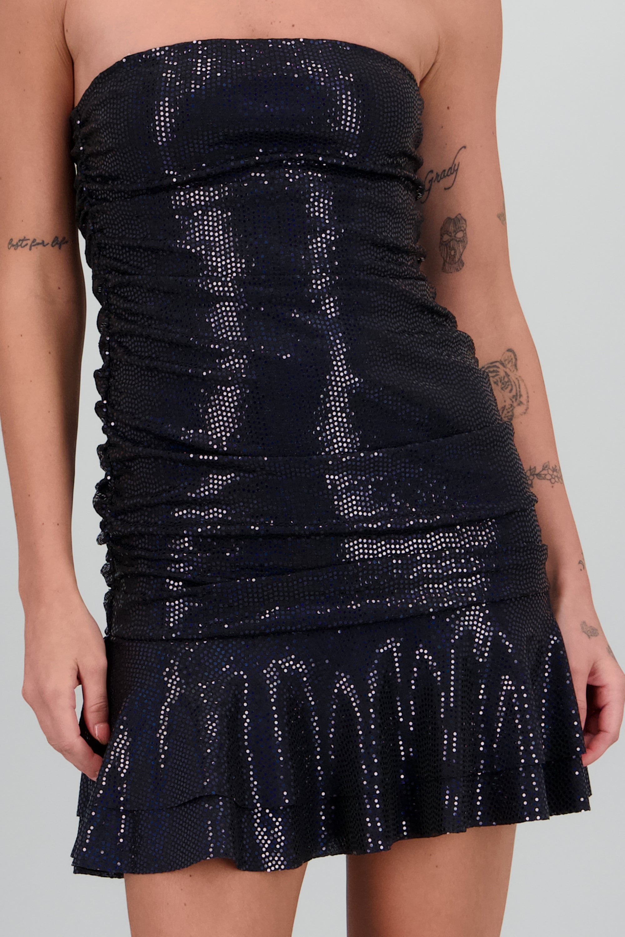 Vestido Mini Strapples Brillos NEGRO