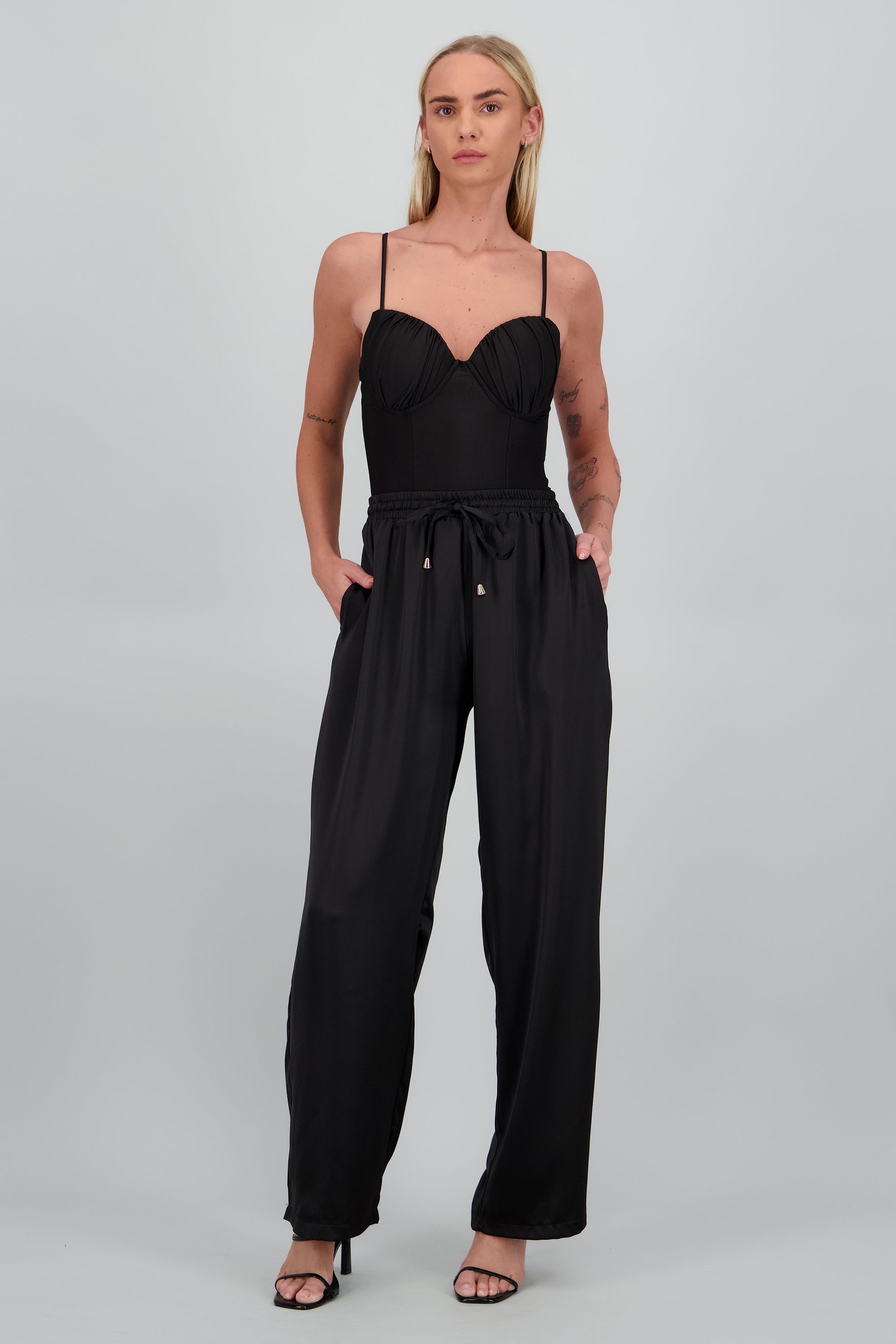 pantalon wide leg NEGRO