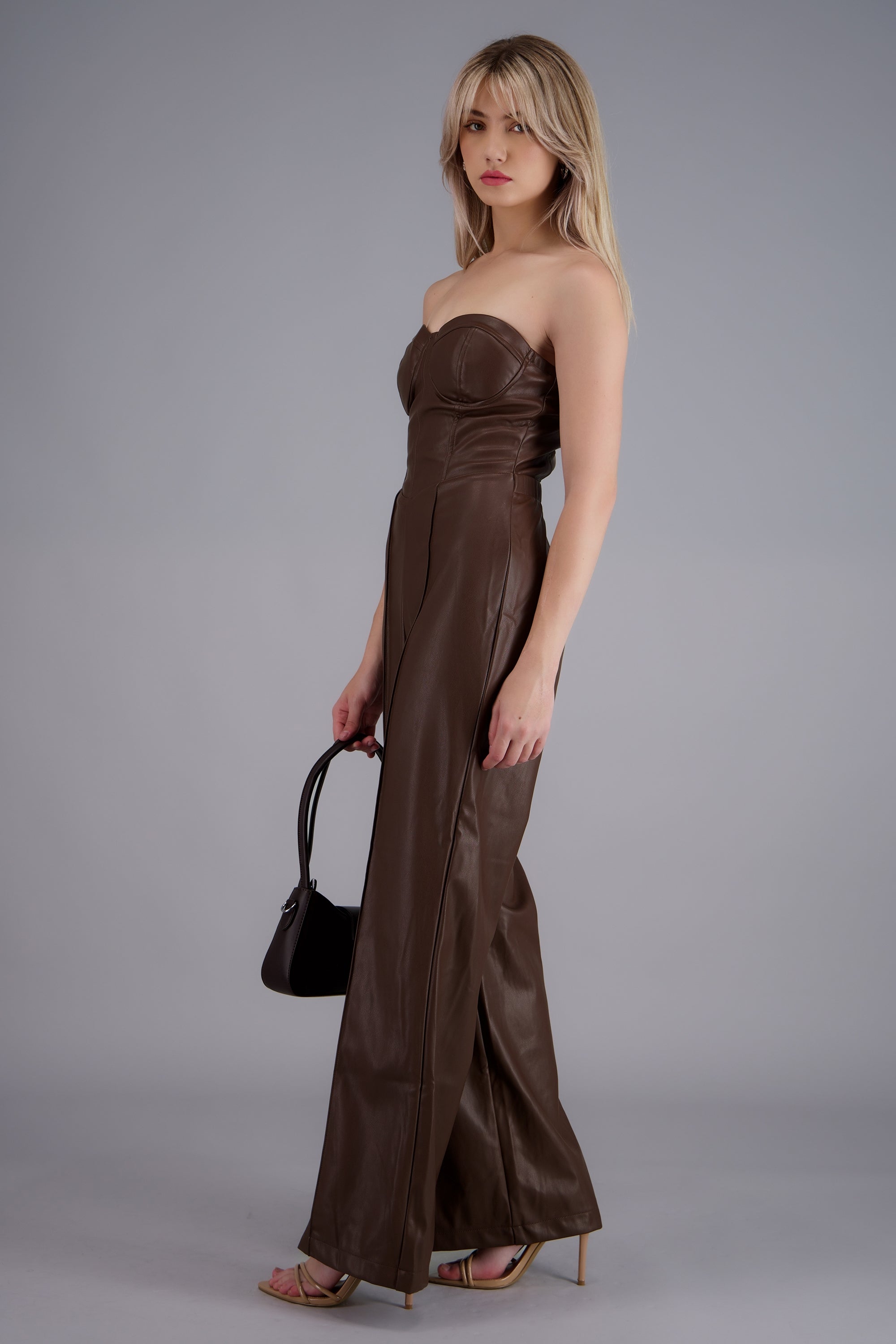 Jumpsuit strapless PU CAFE