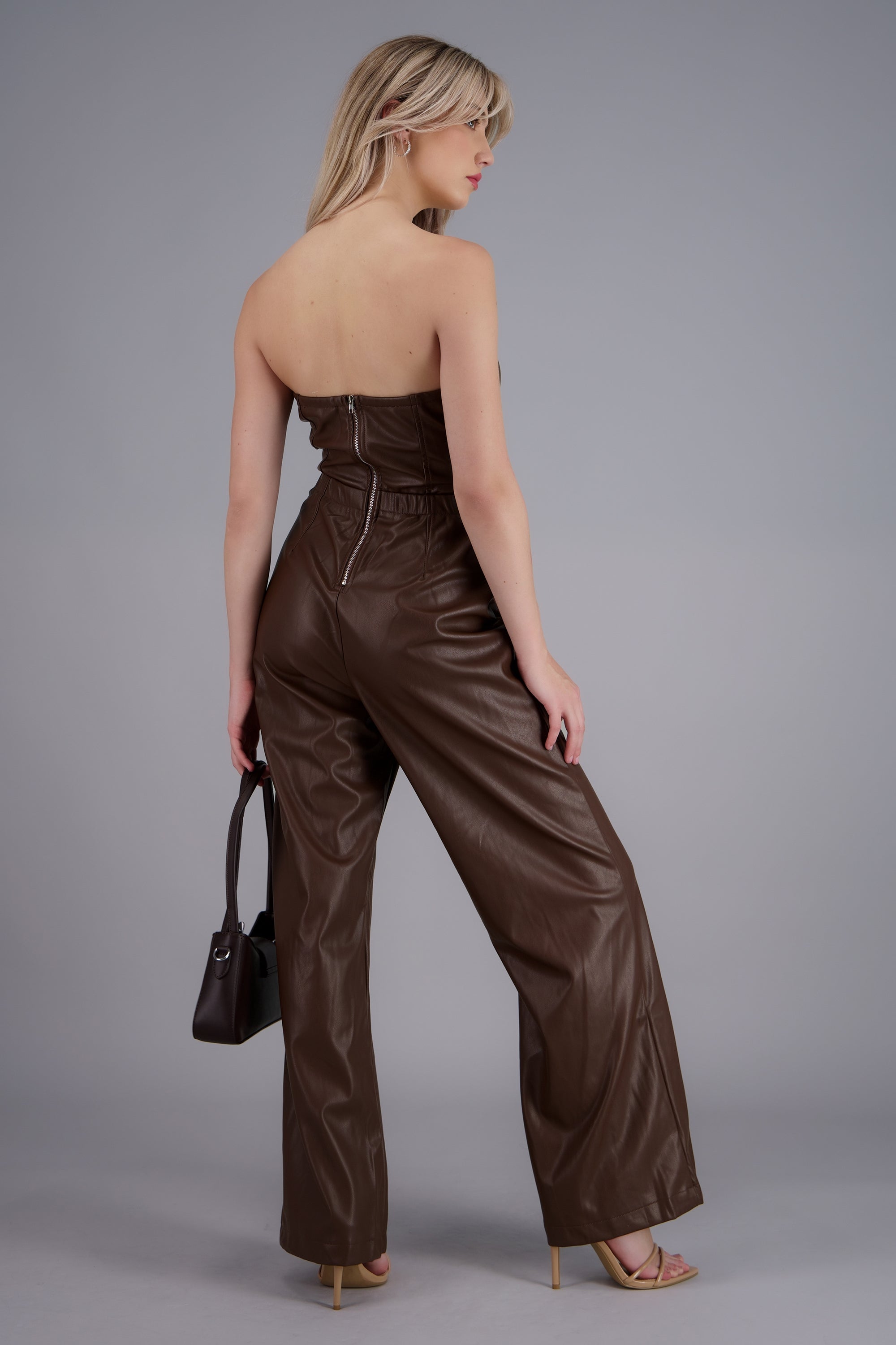 Jumpsuit strapless PU CAFE